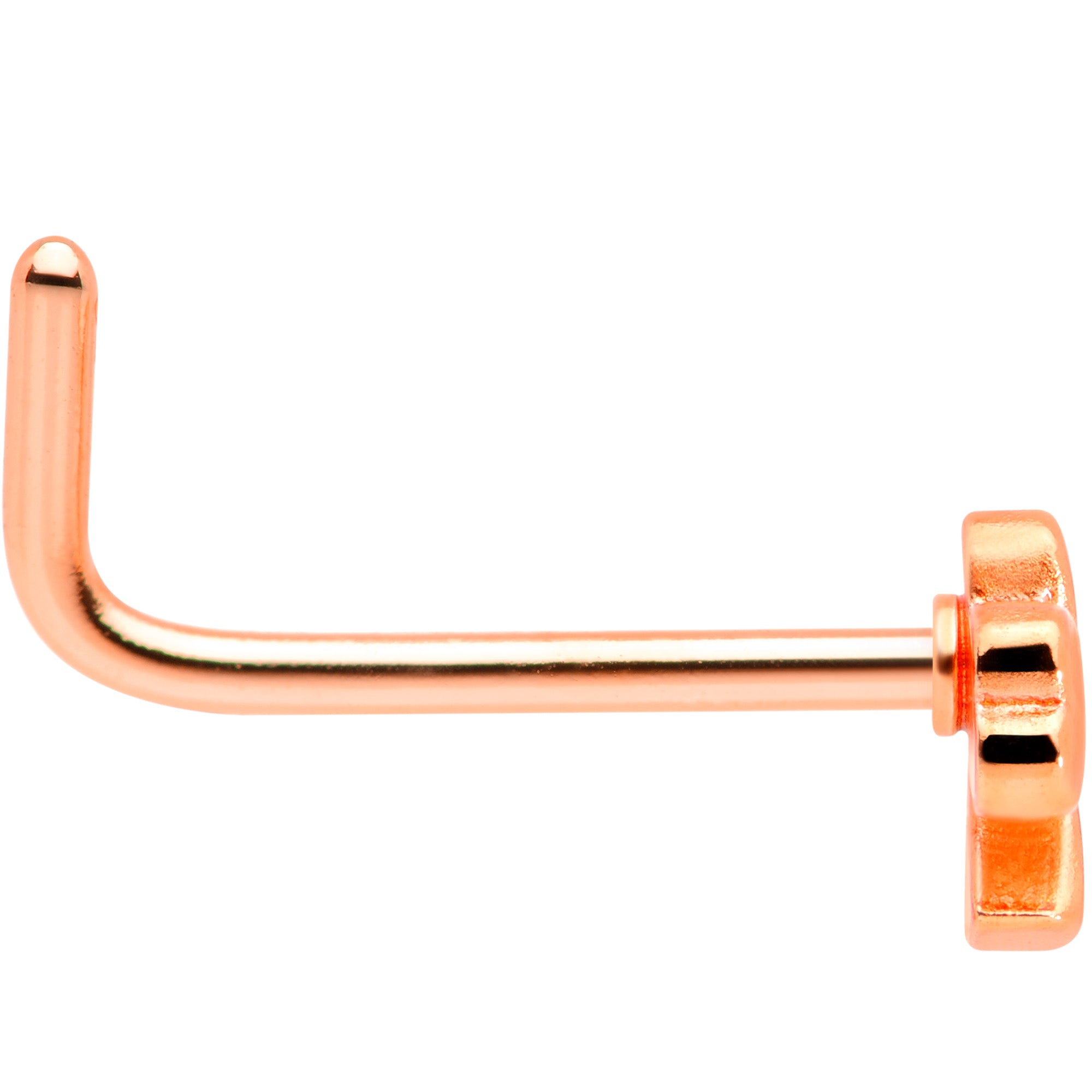 20 Gauge 5/16 Rose Gold Tone St Patricks Shamrock L Shaped Nose Ring