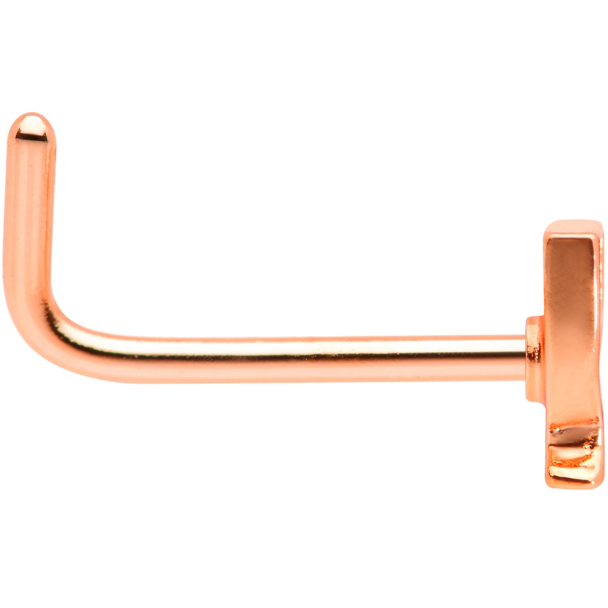 20 Gauge 1/4 Rose Gold Tone New Years Champagne L Shaped Nose Ring