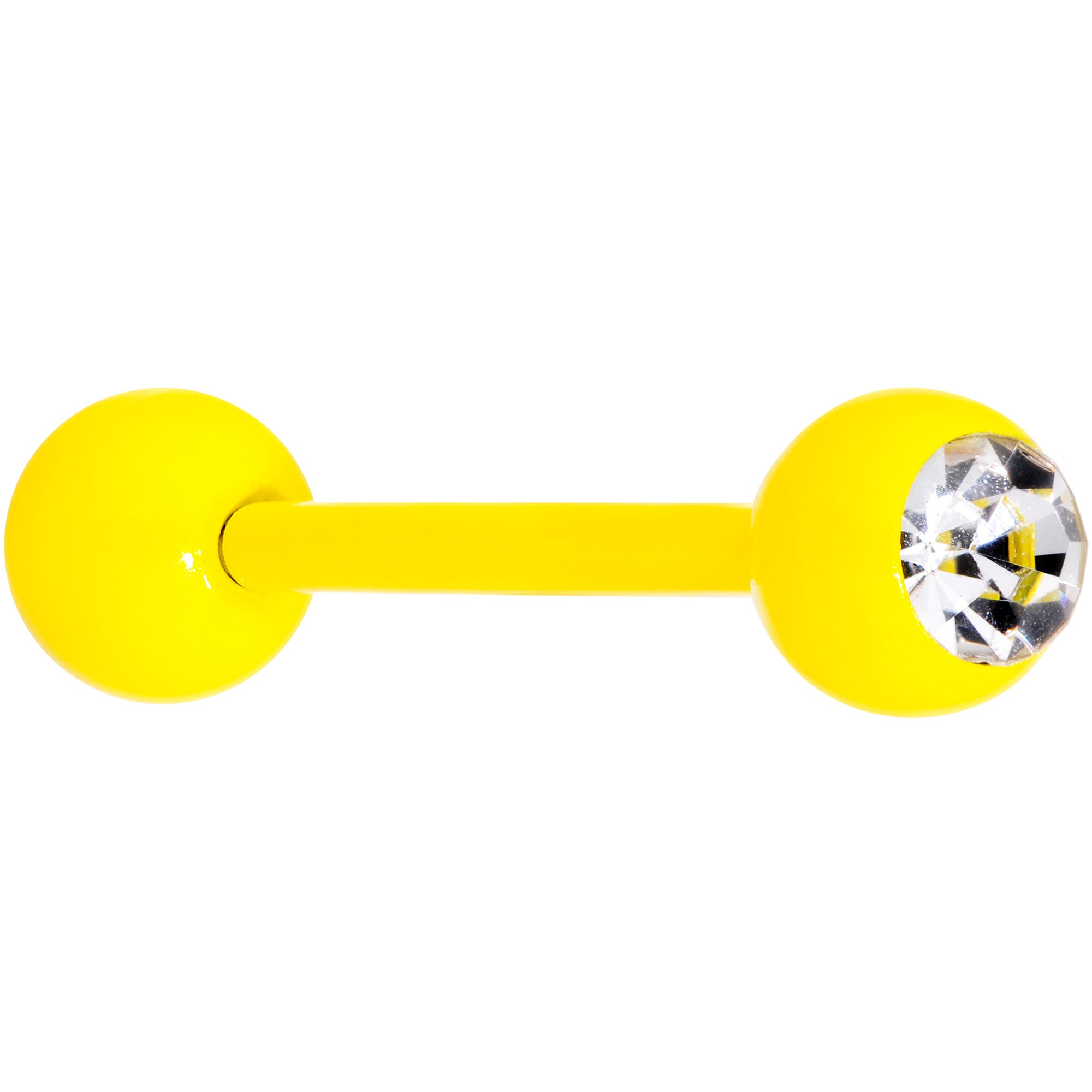 Clear Gem Yellow Glow in the Dark Barbell Tongue Ring