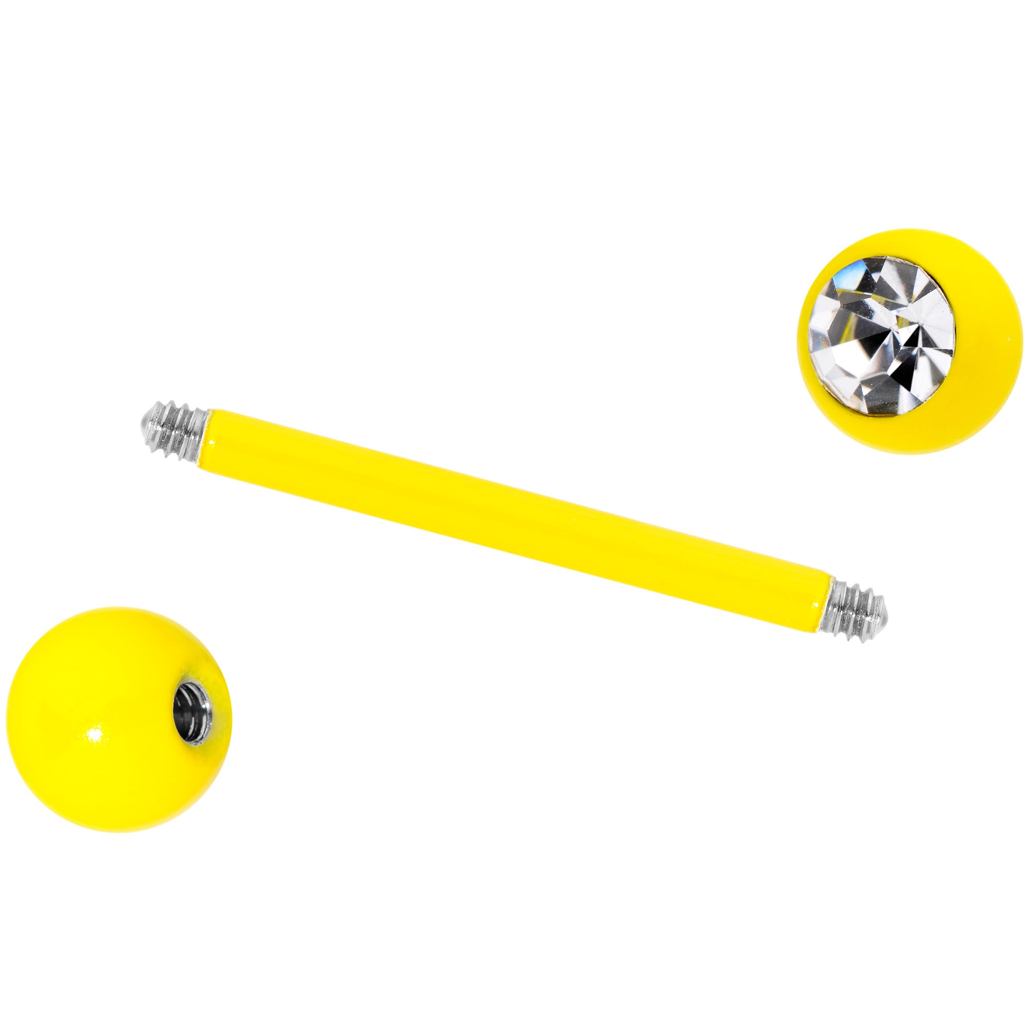 Clear Gem Yellow Glow in the Dark Barbell Tongue Ring