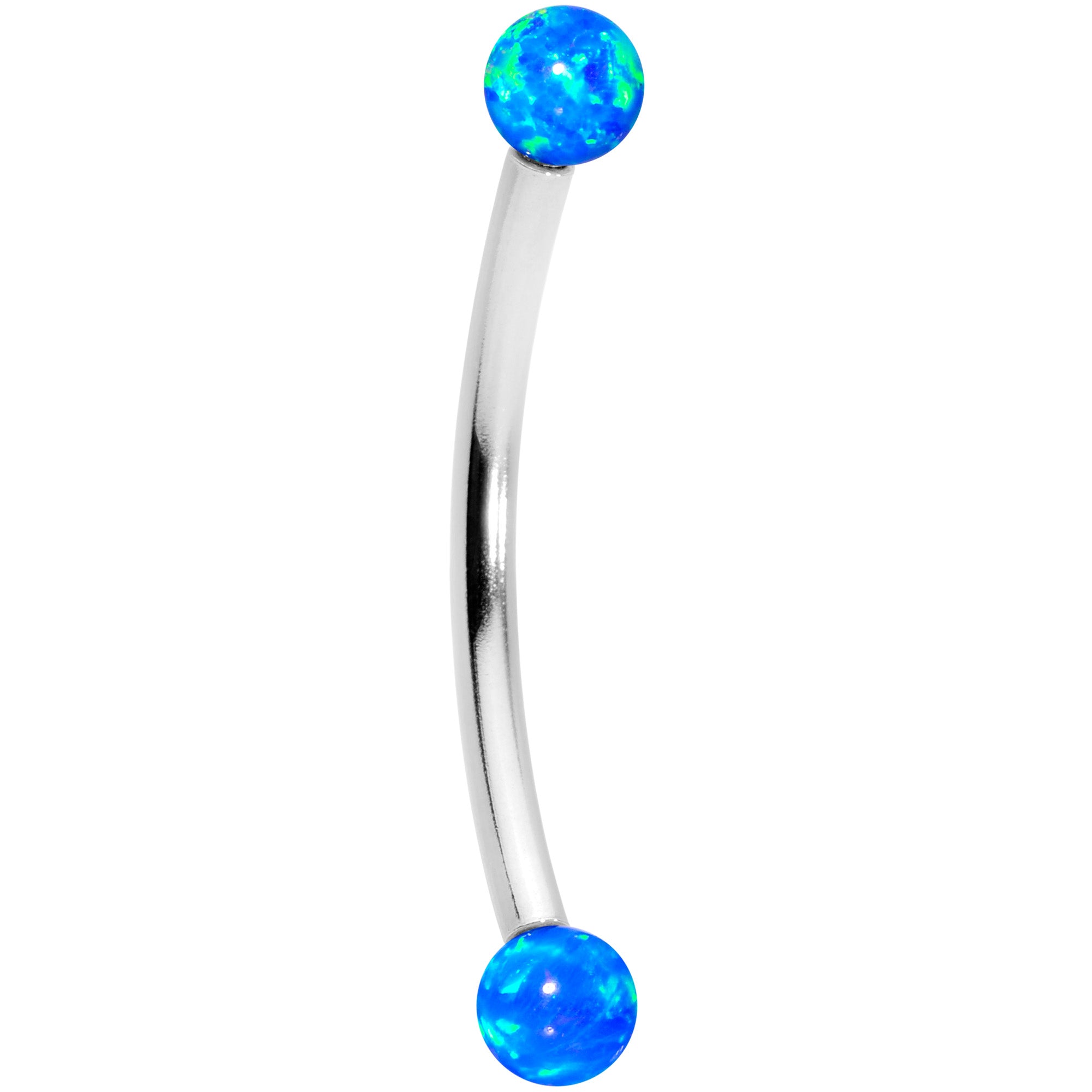 16 Gauge 9/16 3mm Blue Synthetic Opal Curved Barbell