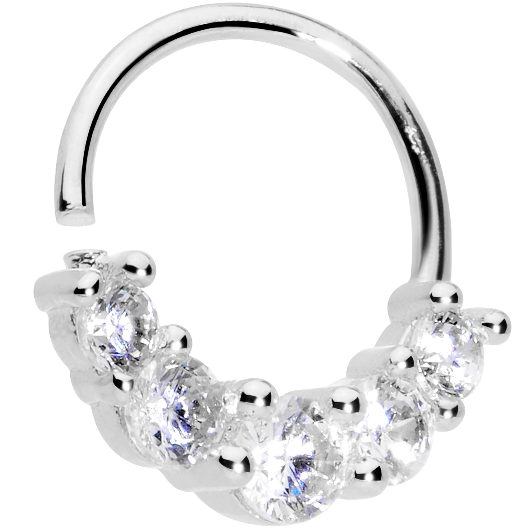 16 Gauge 3/8 Clear CZ Gem Cluster Closure Ring