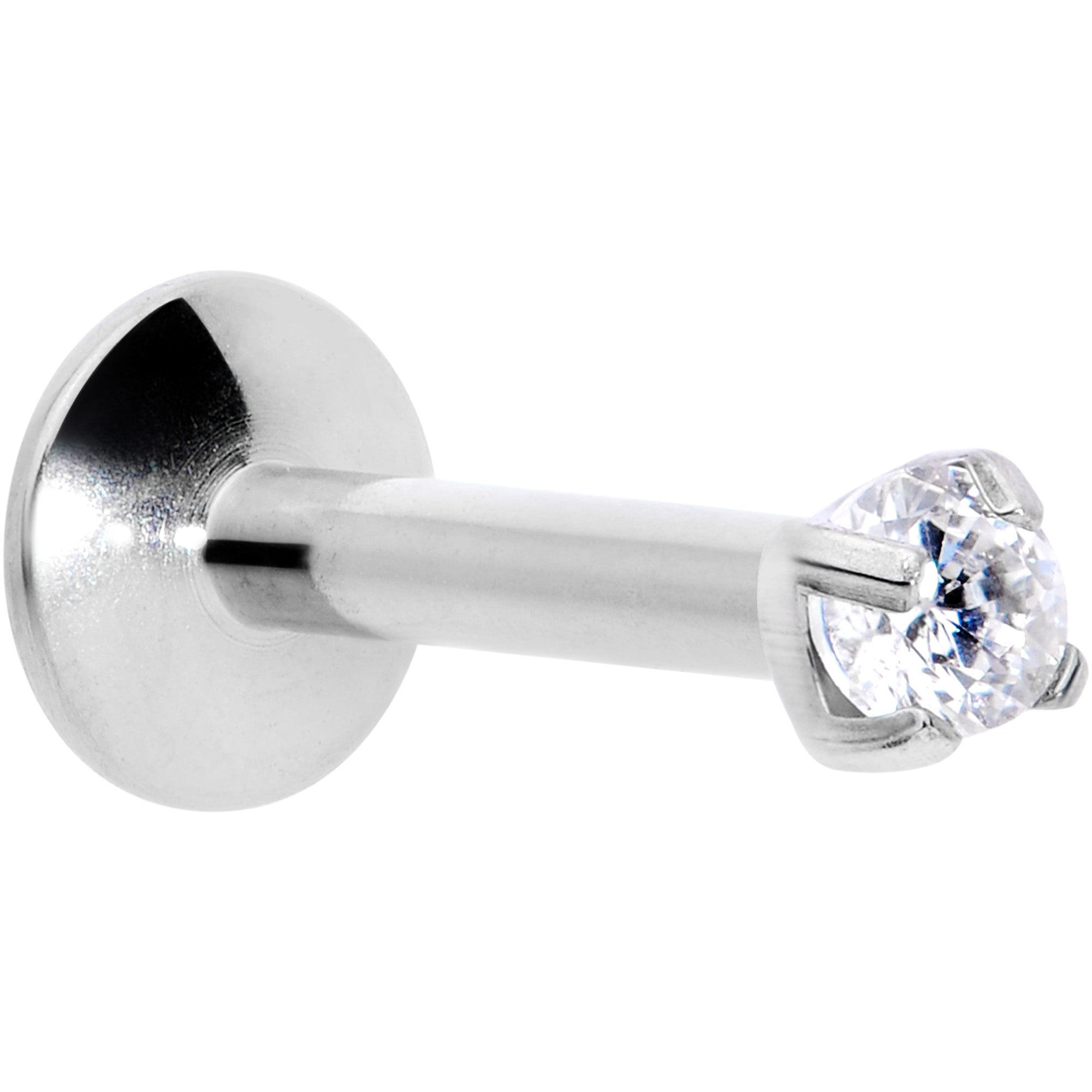 16 Gauge 1/4 2mm CZ G23 Titanium Internally Threaded Labret