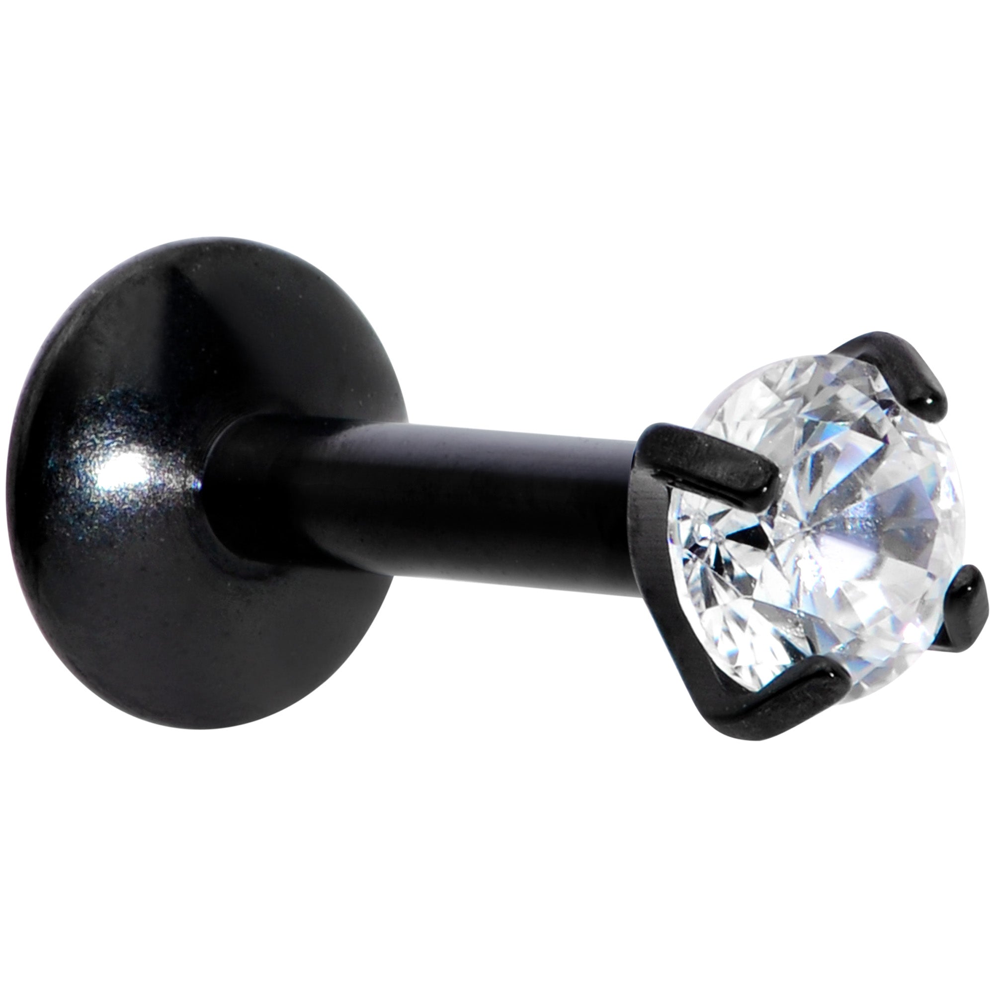 16 Gauge 1/4 3mm CZ Black G23 Titanium Internally Threaded Labret