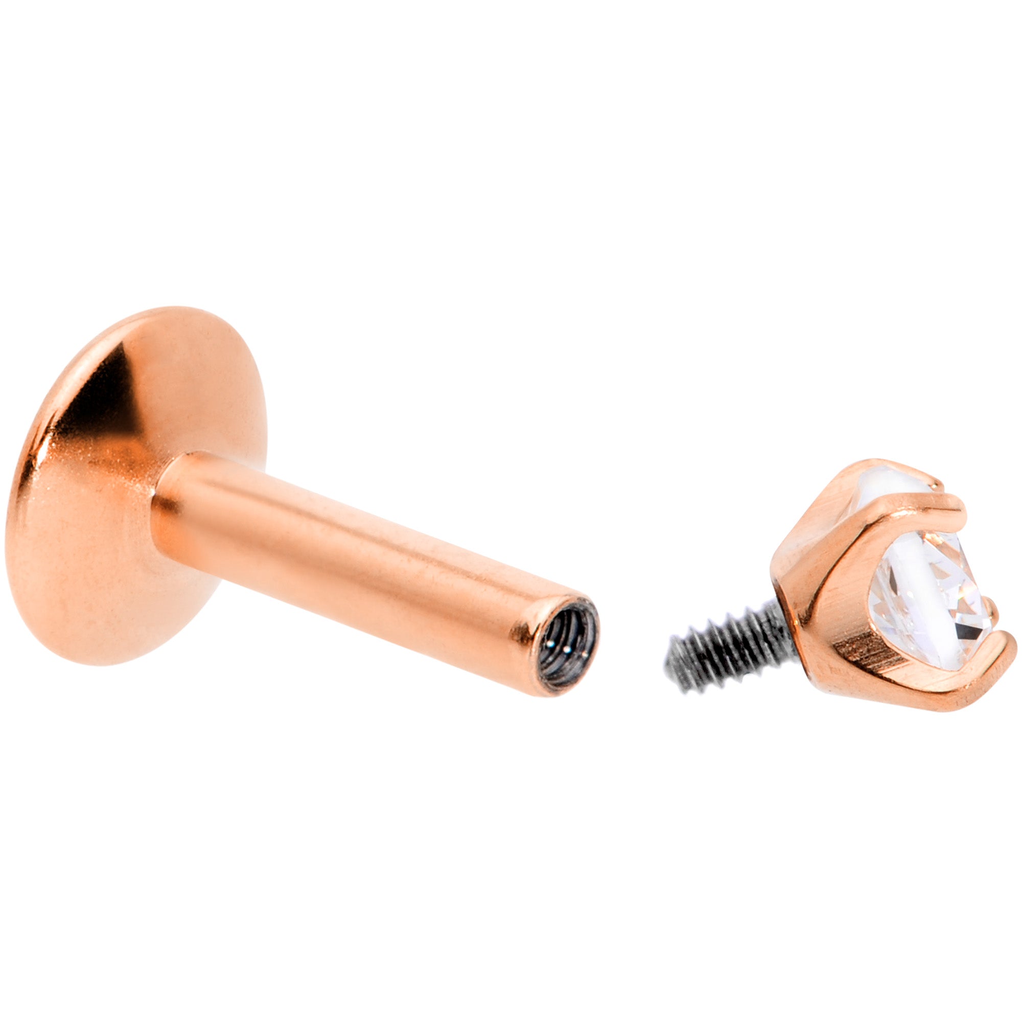 16 Gauge 1/4 3mm CZ Rosy G23 Titanium Internally Threaded Labret