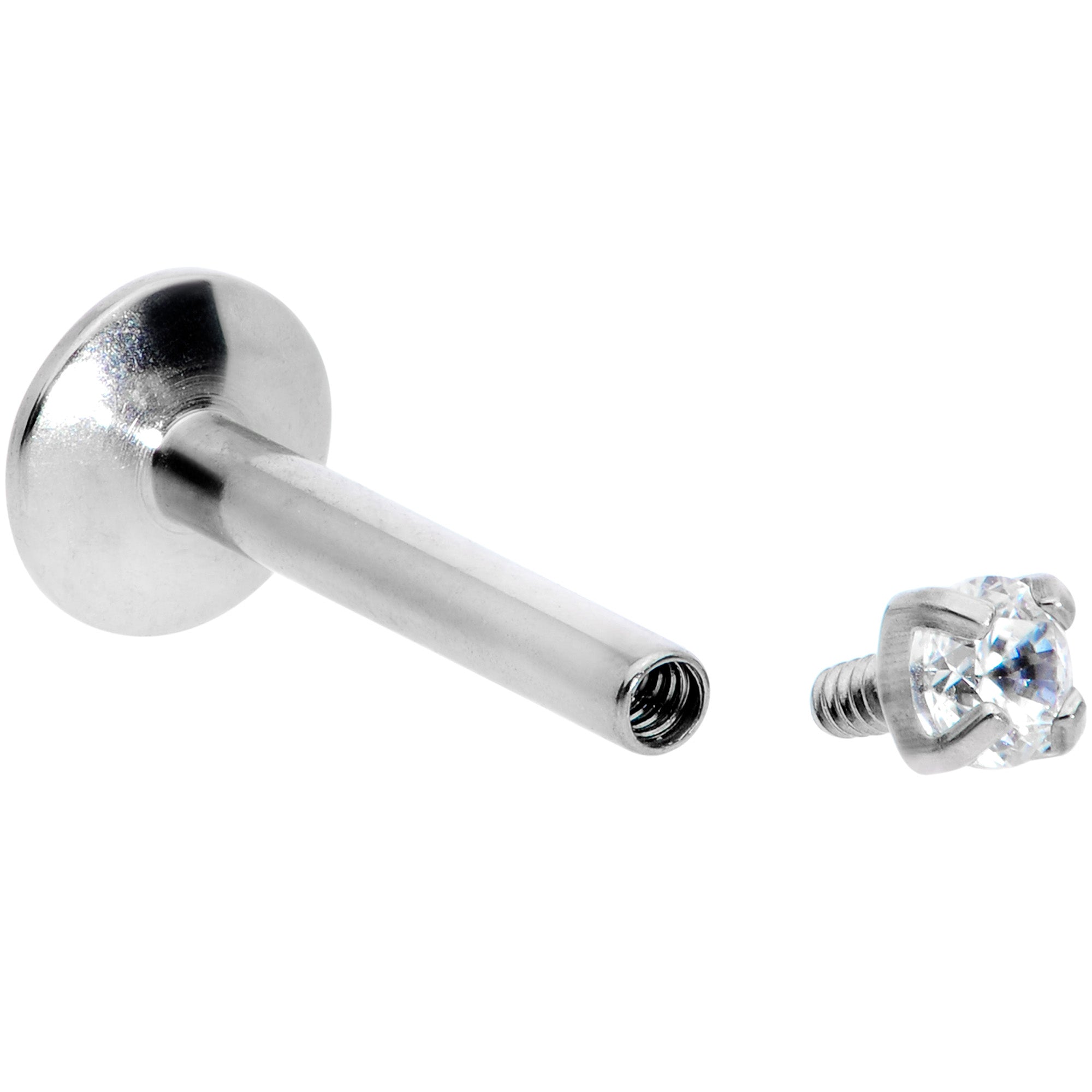 16 Gauge 5/16 2mm CZ G23 Titanium Internally Threaded Labret