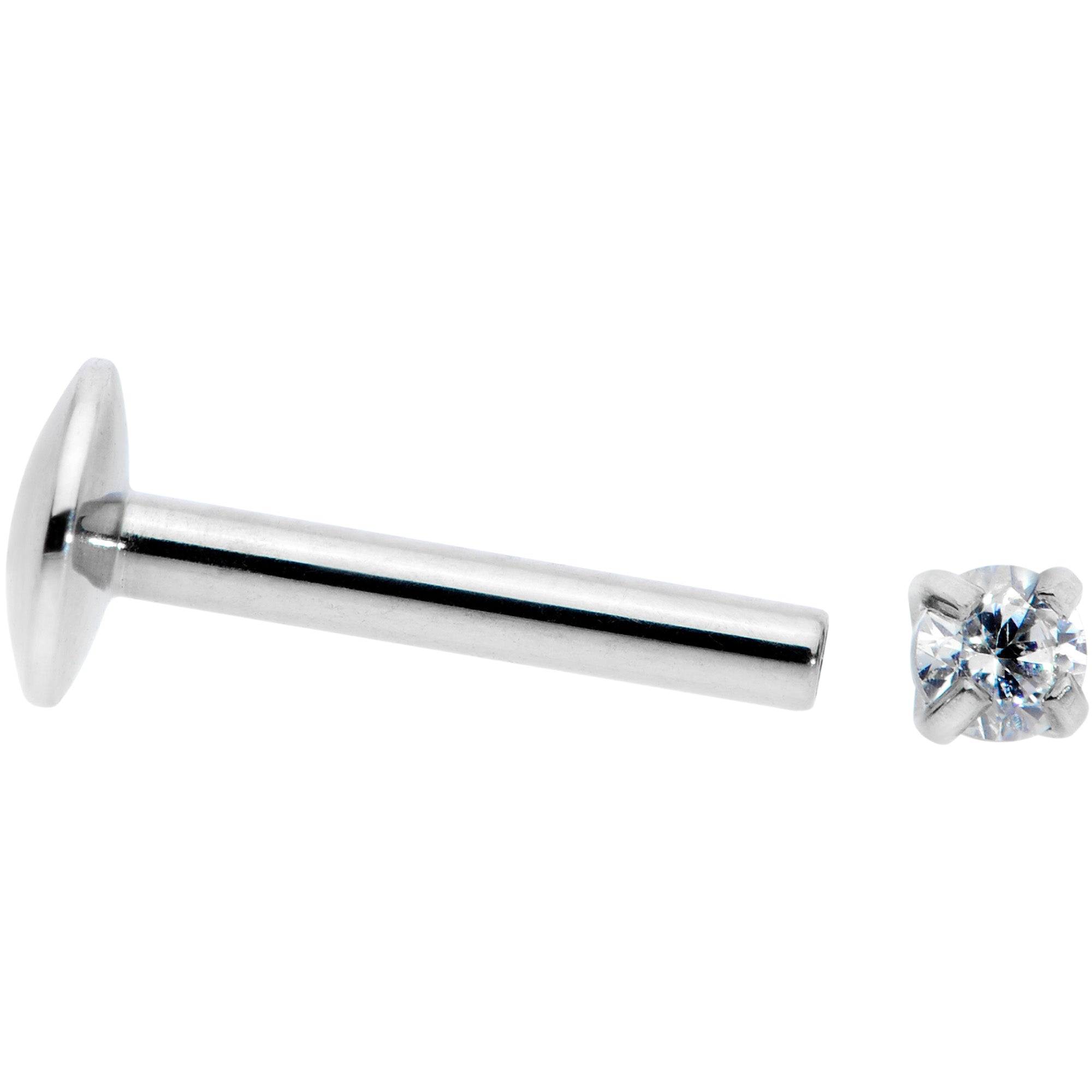 16 Gauge 5/16 2mm CZ G23 Titanium Internally Threaded Labret