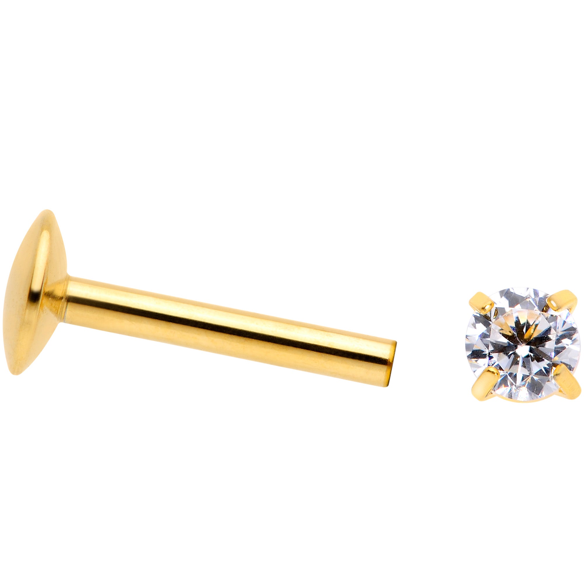 16 Gauge 5/16 3mm CZ Gold Tone G23 Titanium Internal Thread Labret