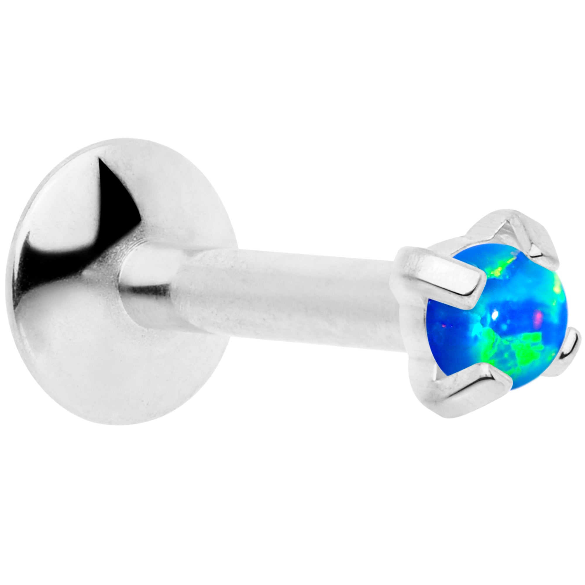 16G 1/4 2mm Blue Syn Opal G23 Titanium Internal Thread Labret