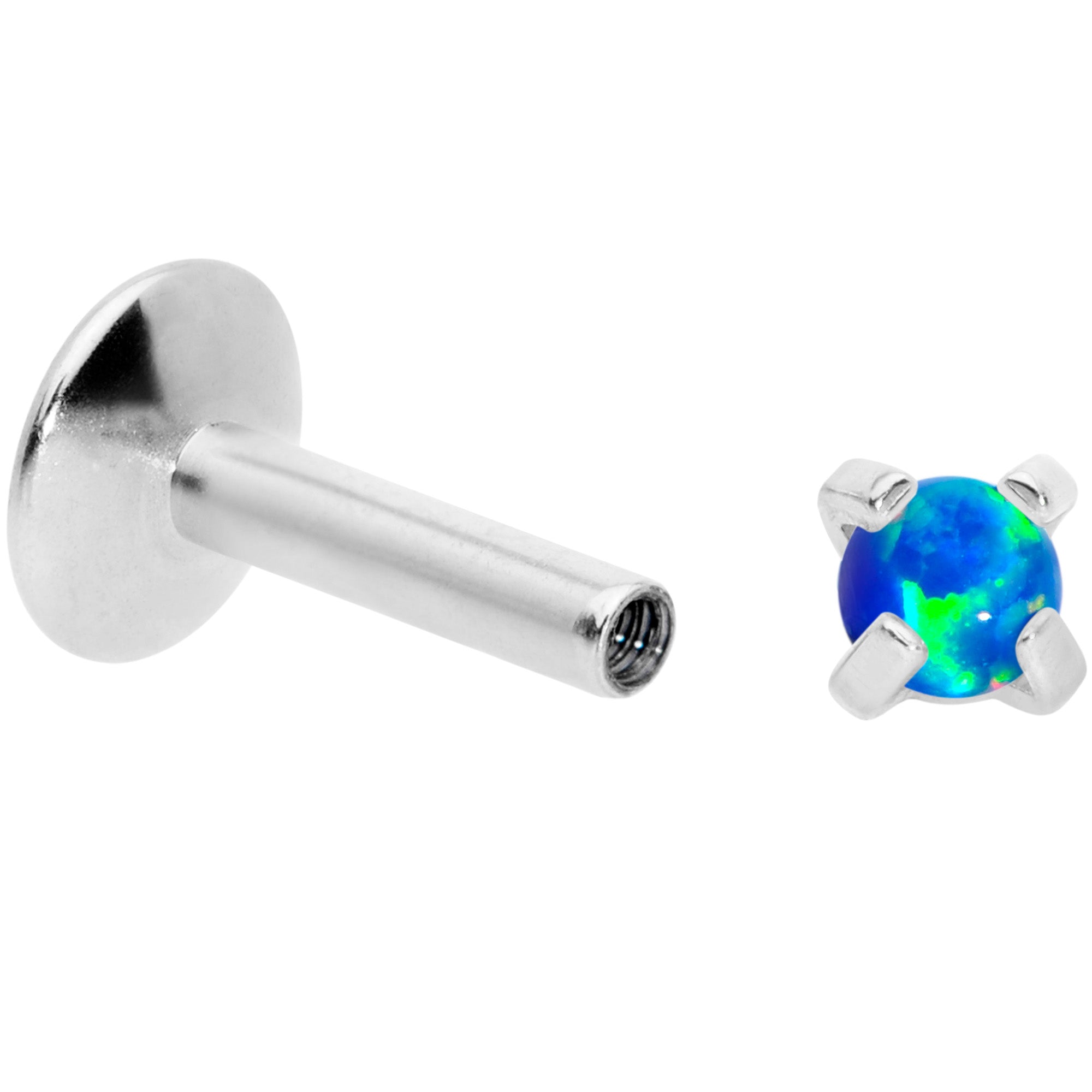 16G 1/4 2mm Blue Syn Opal G23 Titanium Internal Thread Labret