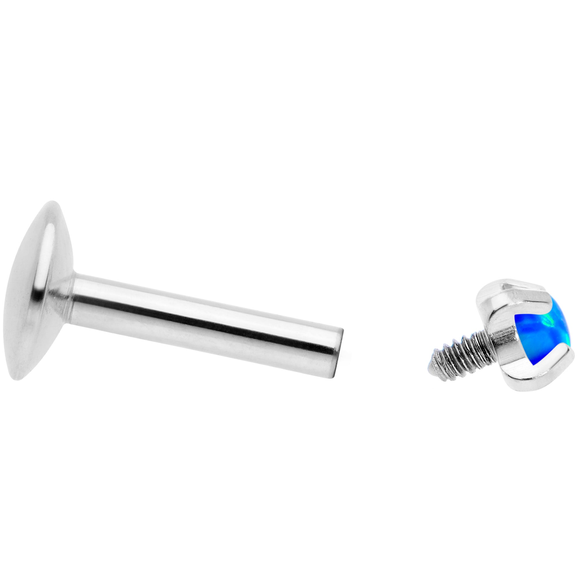 16G 1/4 2mm Blue Syn Opal G23 Titanium Internal Thread Labret