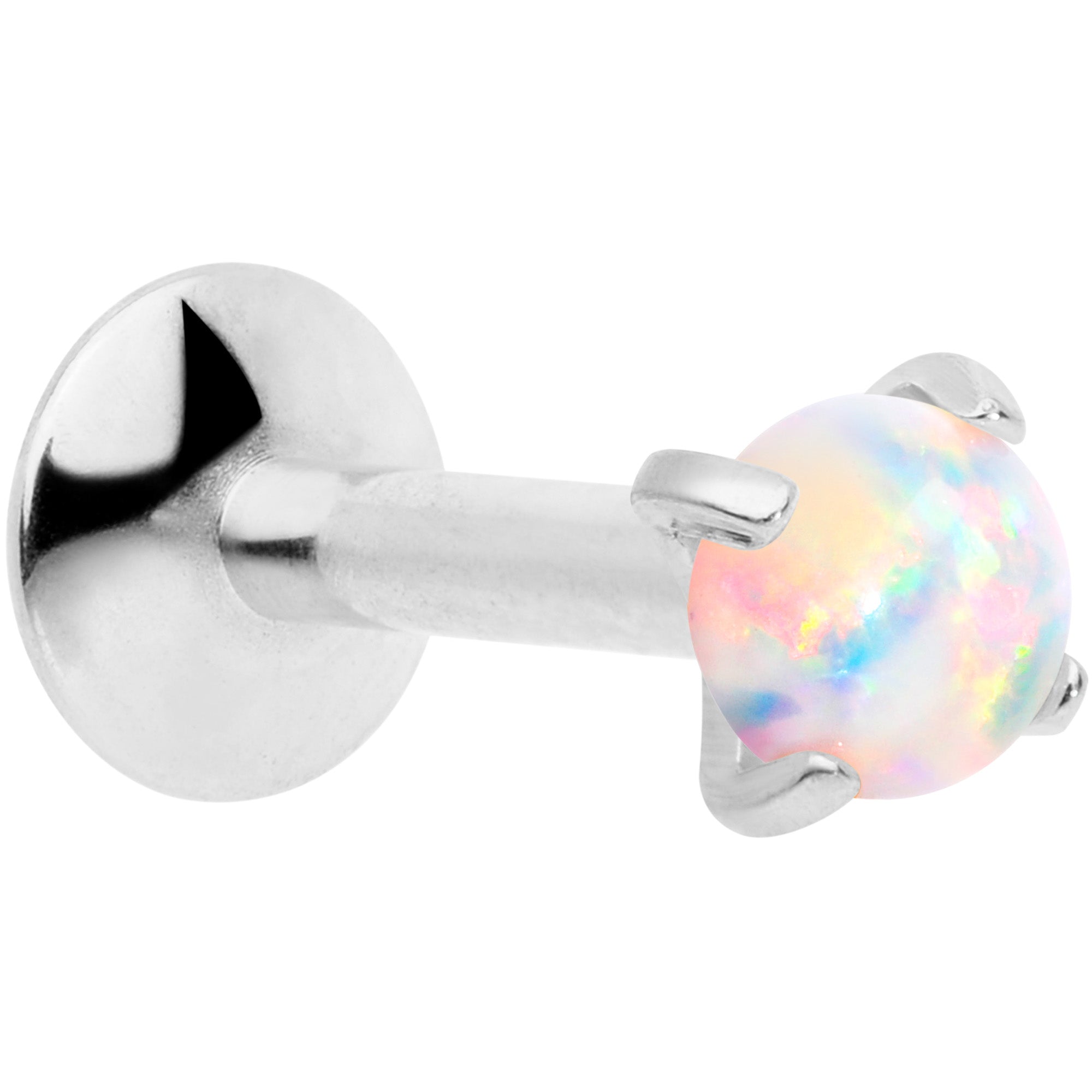 16G 1/4 3mm White Syn Opal G23 Titanium Internal Thread Labret