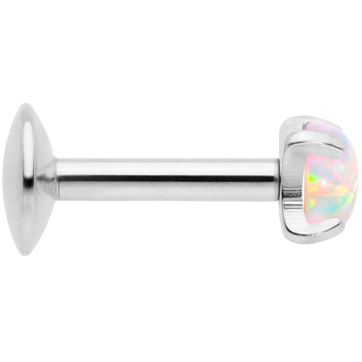 16G 1/4 3mm White Syn Opal G23 Titanium Internal Thread Labret