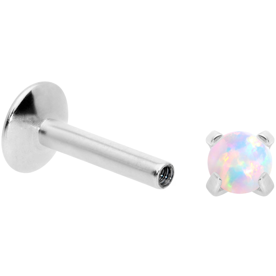 16G 1/4 3mm White Syn Opal G23 Titanium Internal Thread Labret