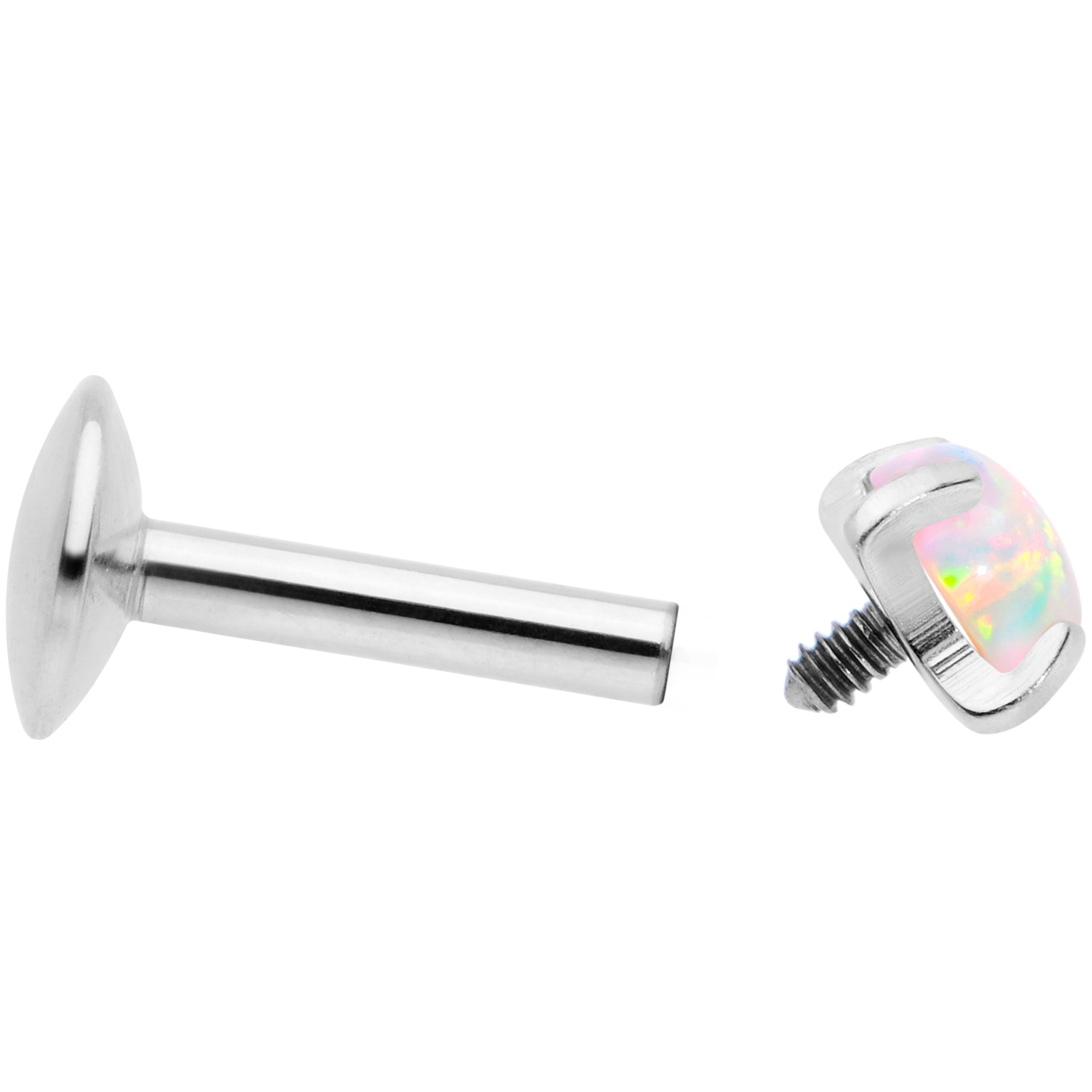 16G 1/4 3mm White Syn Opal G23 Titanium Internal Thread Labret