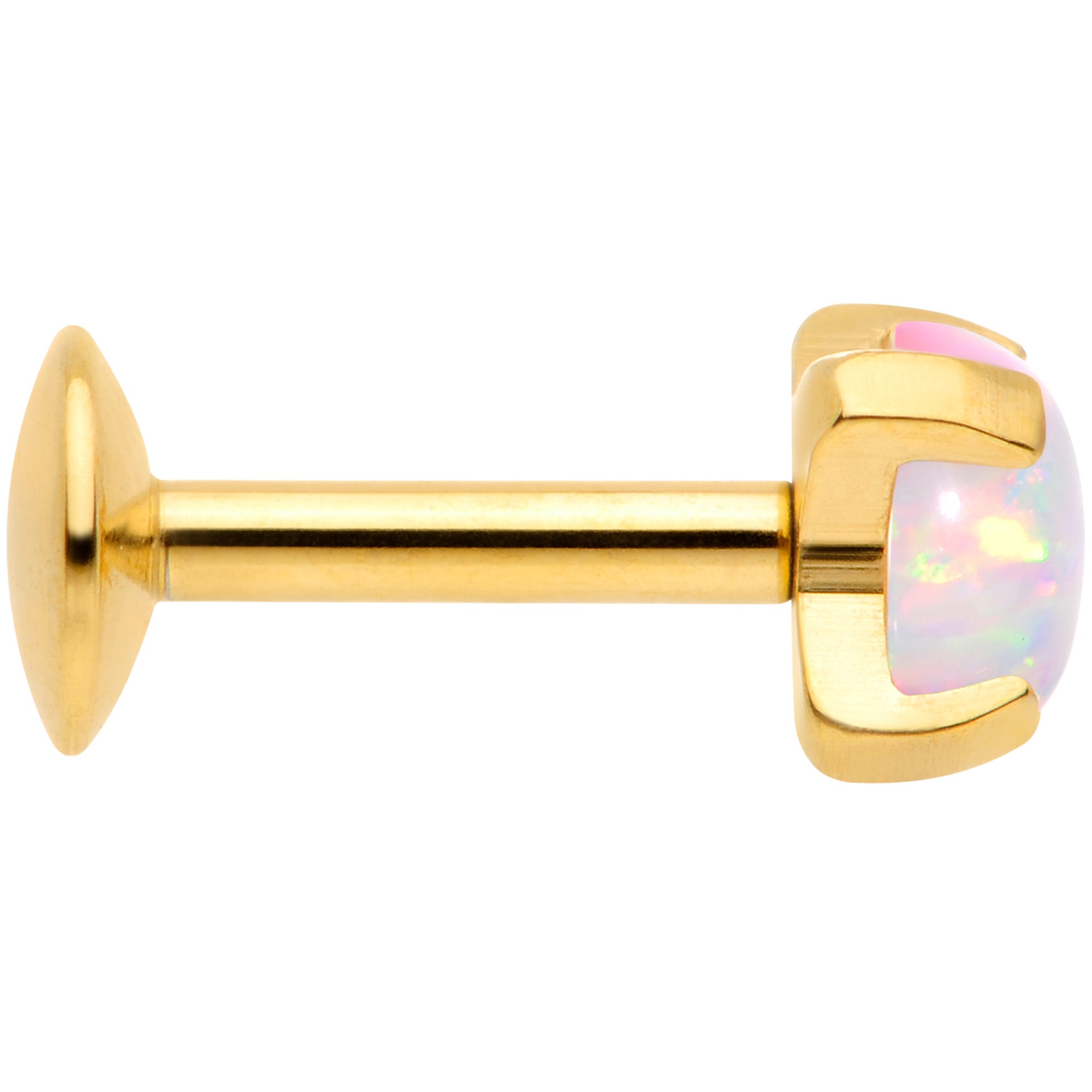 16G 1/4 4mm Syn Opal Gold G23 Titanium Internal Thread Labret