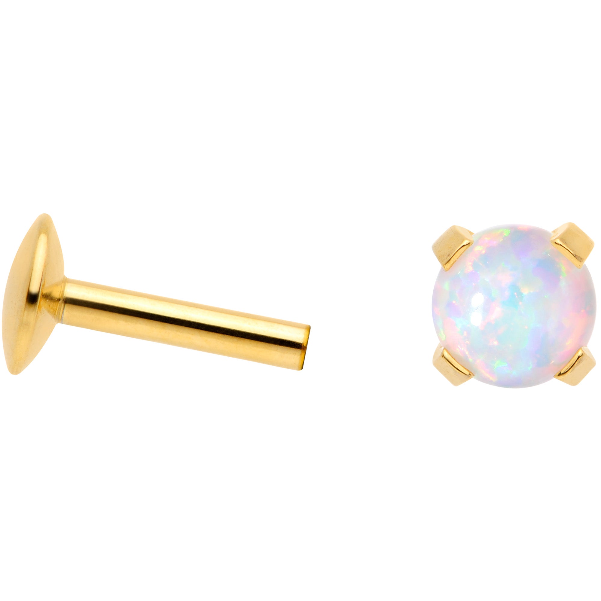 16G 1/4 4mm Syn Opal Gold G23 Titanium Internal Thread Labret