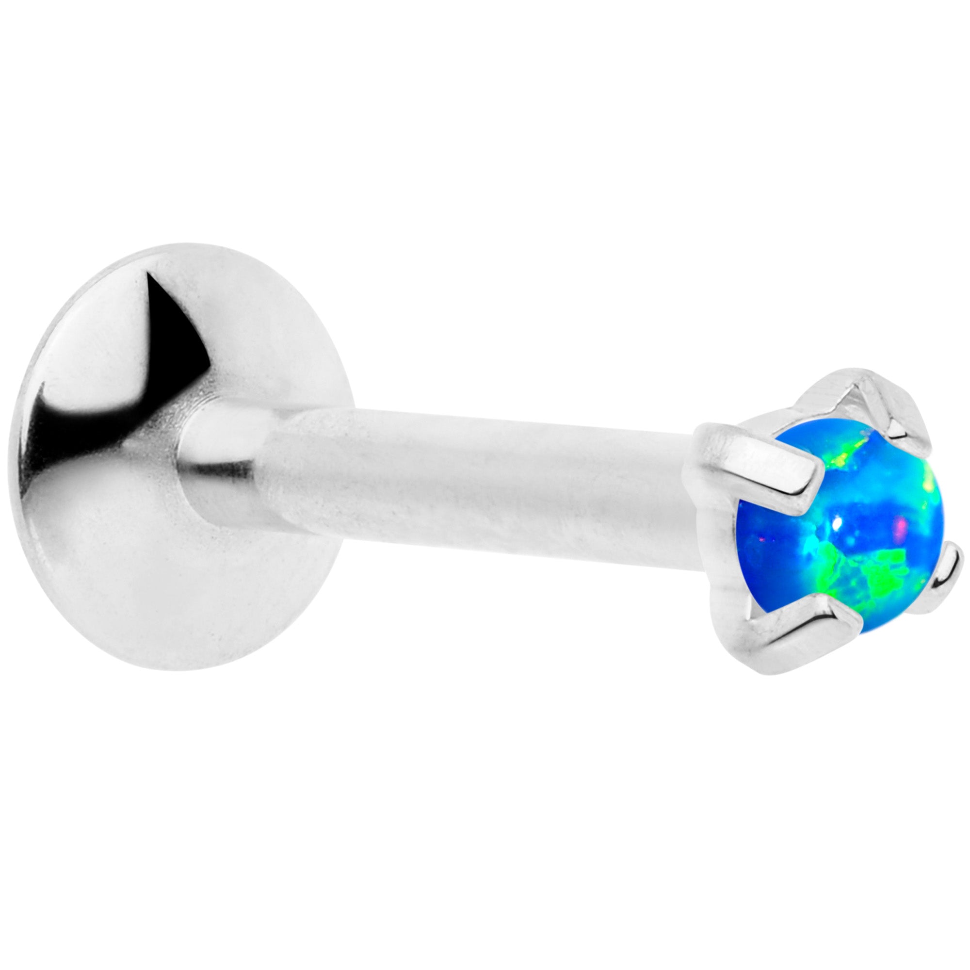 16G 5/16 2mm Blue Syn Opal G23 Titanium Internal Thread Labret