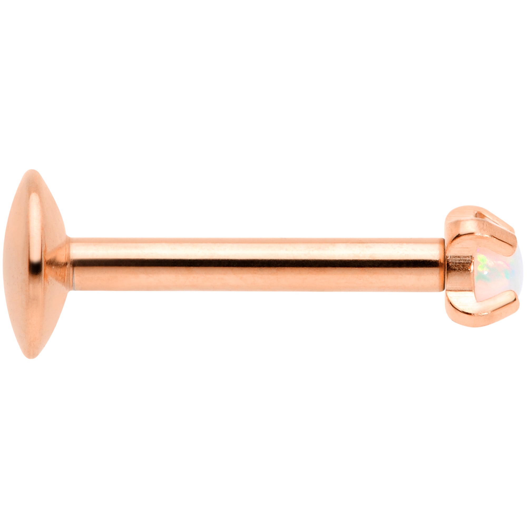 16G 5/16 2mm Syn Opal Rose Gold G23 Titanium Internal Thread Labret