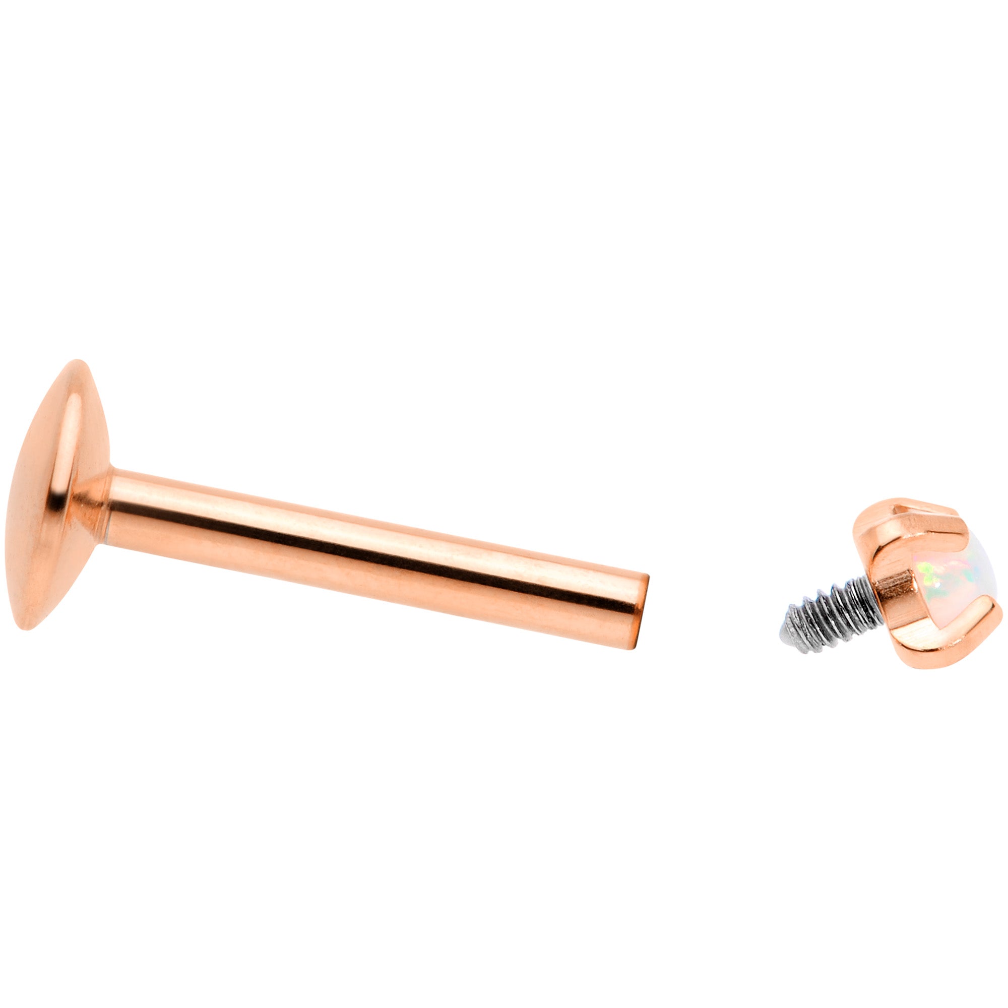 16G 5/16 2mm Syn Opal Rose Gold G23 Titanium Internal Thread Labret