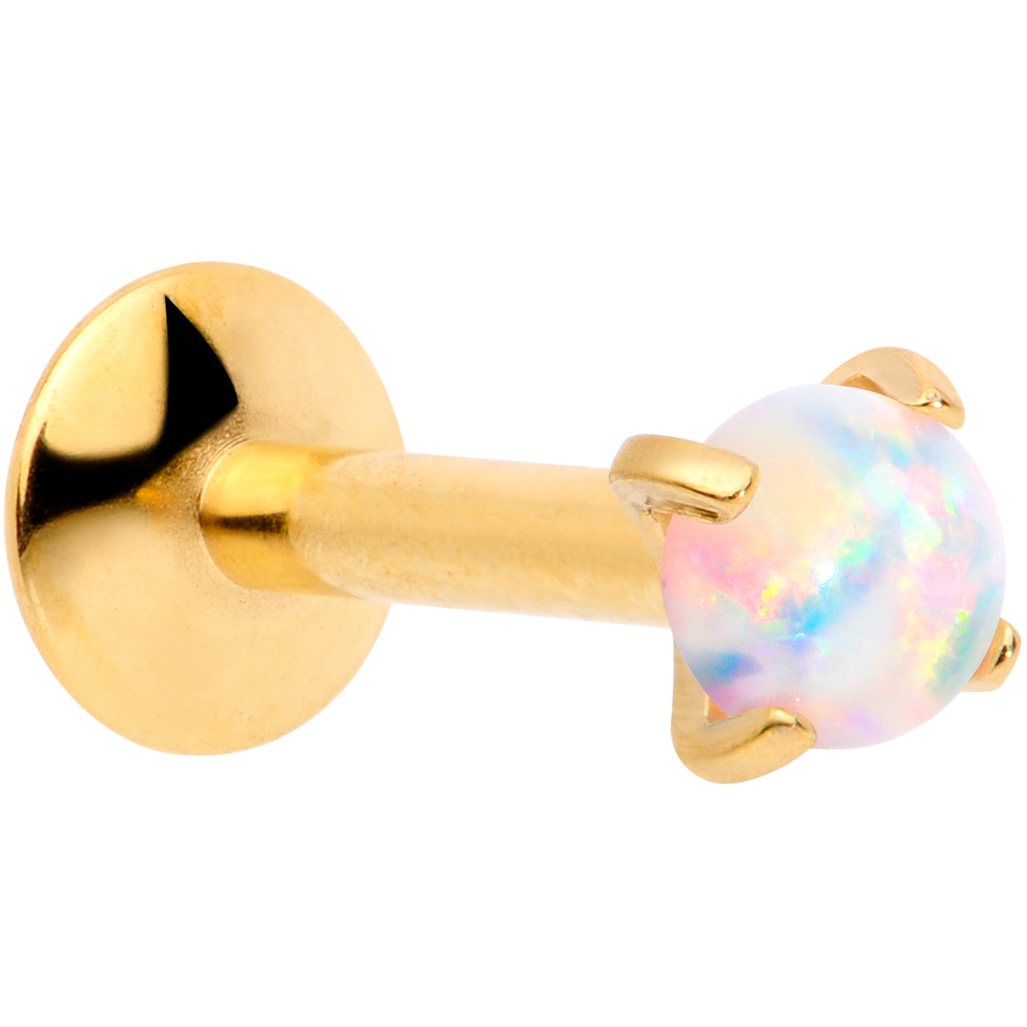 16G 5/16 3mm Syn Opal Gold G23 Titanium Internal Thread Labret