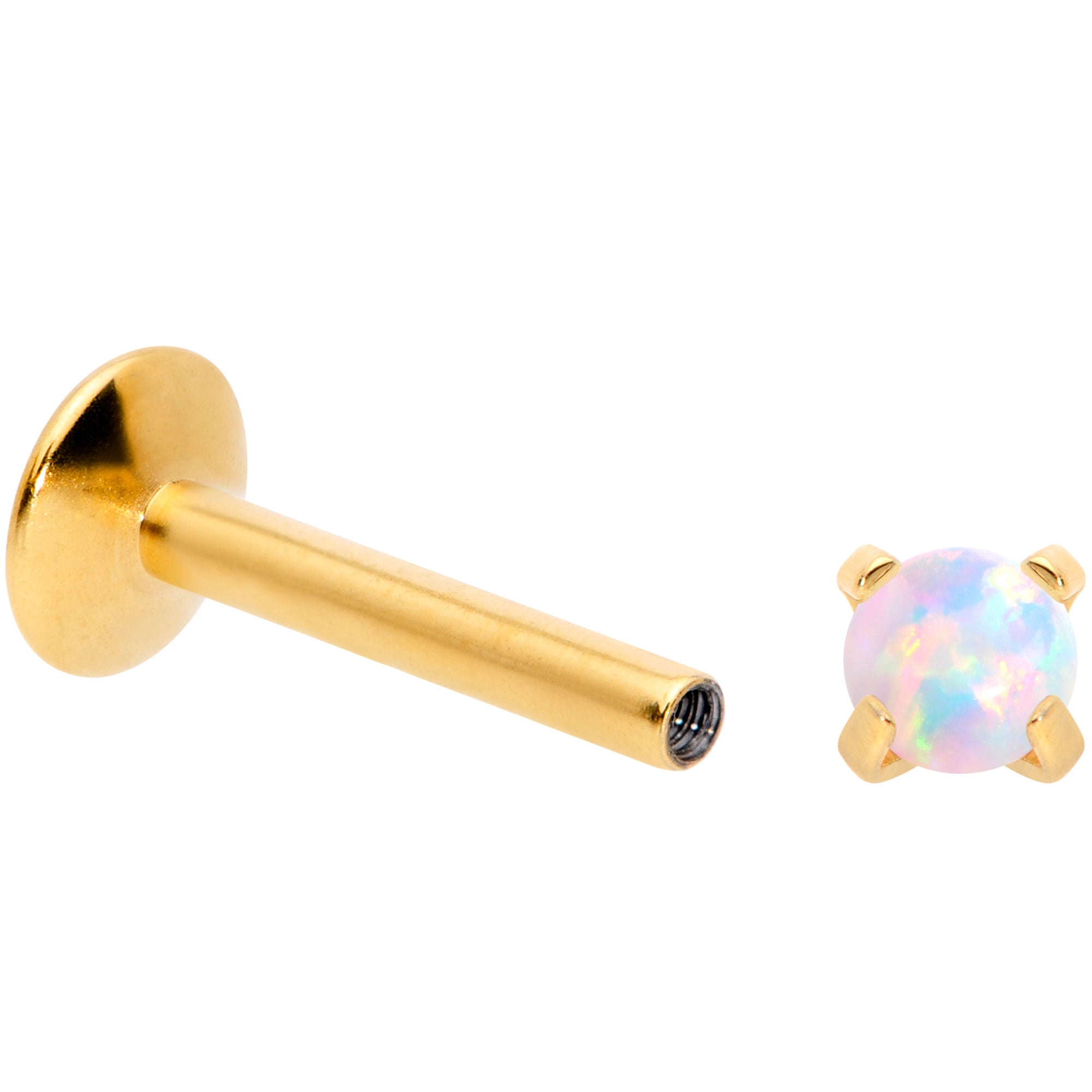 16G 5/16 3mm Syn Opal Gold G23 Titanium Internal Thread Labret