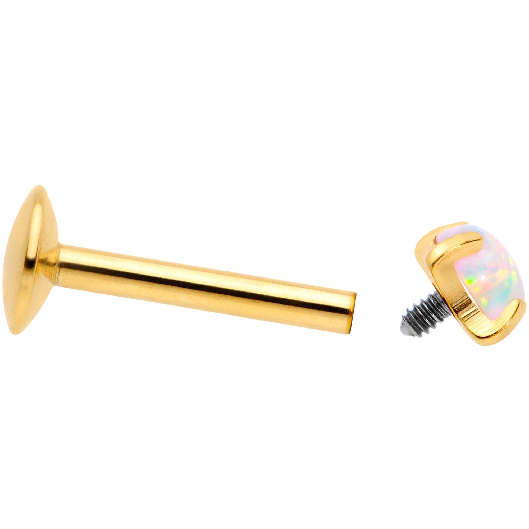 16G 5/16 3mm Syn Opal Gold G23 Titanium Internal Thread Labret