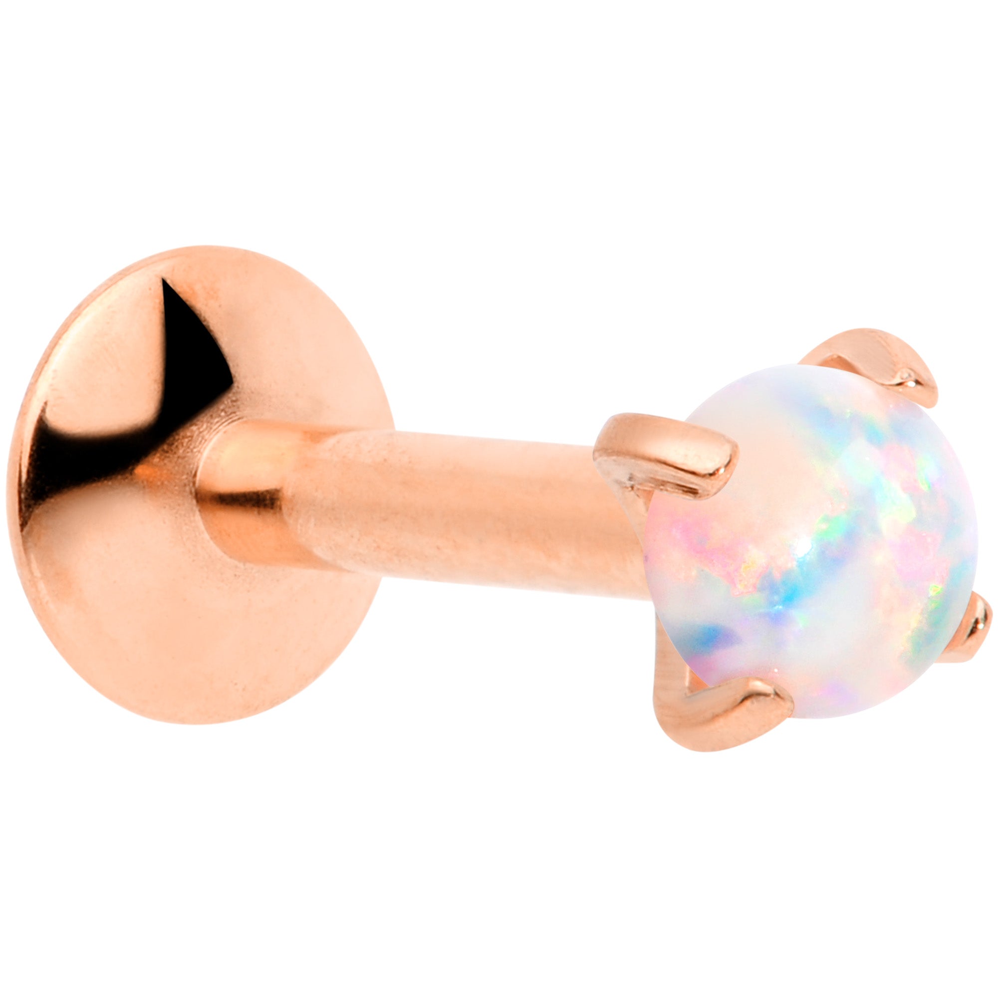 16G 5/16 3mm Syn Opal Rose Gold G23 Titanium Internal Thread Labret