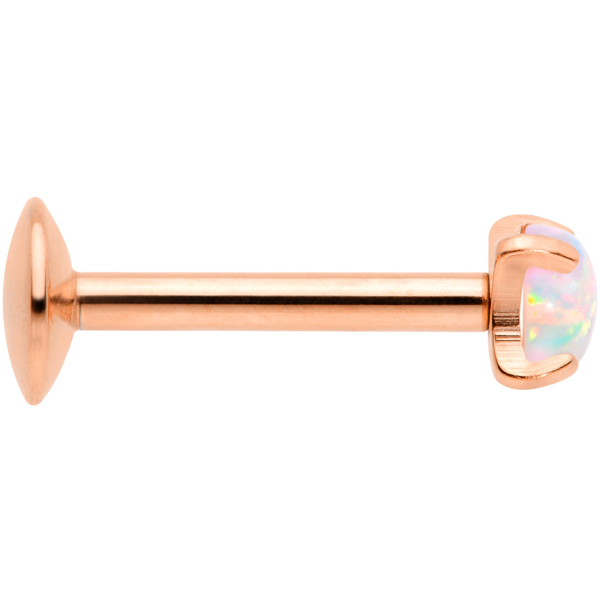 16G 5/16 3mm Syn Opal Rose Gold G23 Titanium Internal Thread Labret