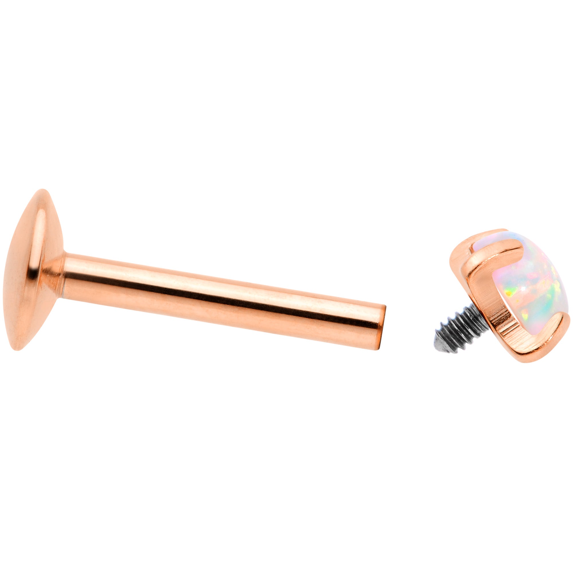 16G 5/16 3mm Syn Opal Rose Gold G23 Titanium Internal Thread Labret