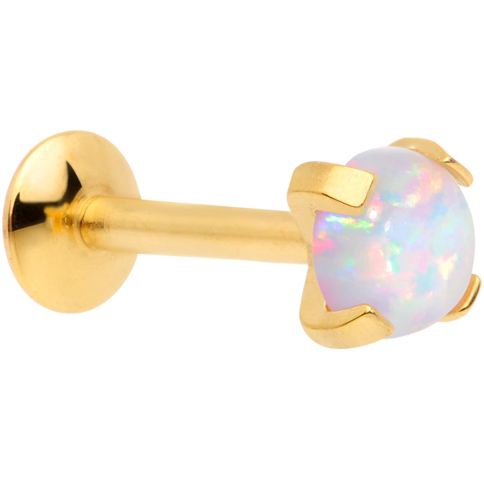 16G 5/16 4mm Syn Opal Gold G23 Titanium Internal Thread Labret