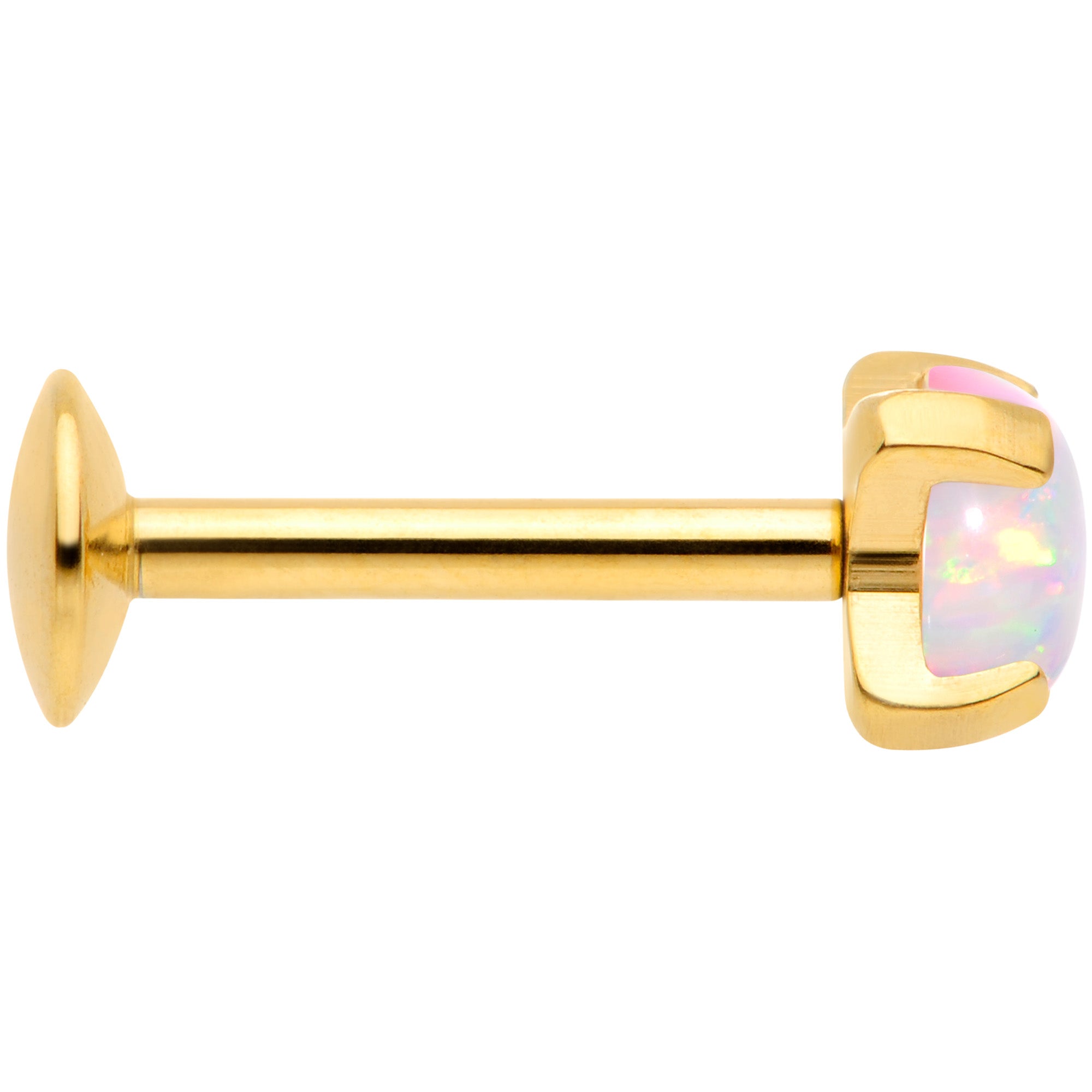 16G 5/16 4mm Syn Opal Gold G23 Titanium Internal Thread Labret