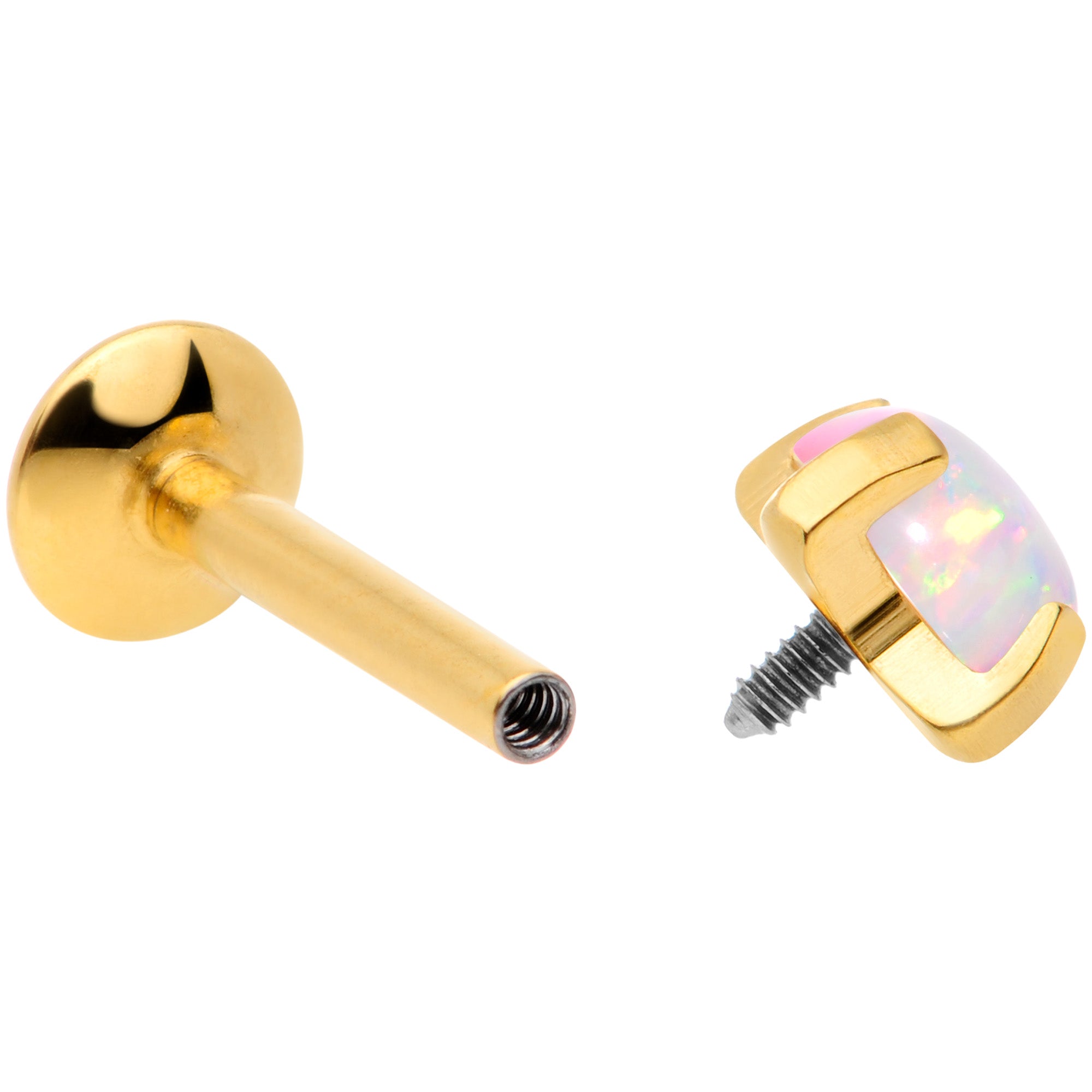 16G 5/16 4mm Syn Opal Gold G23 Titanium Internal Thread Labret