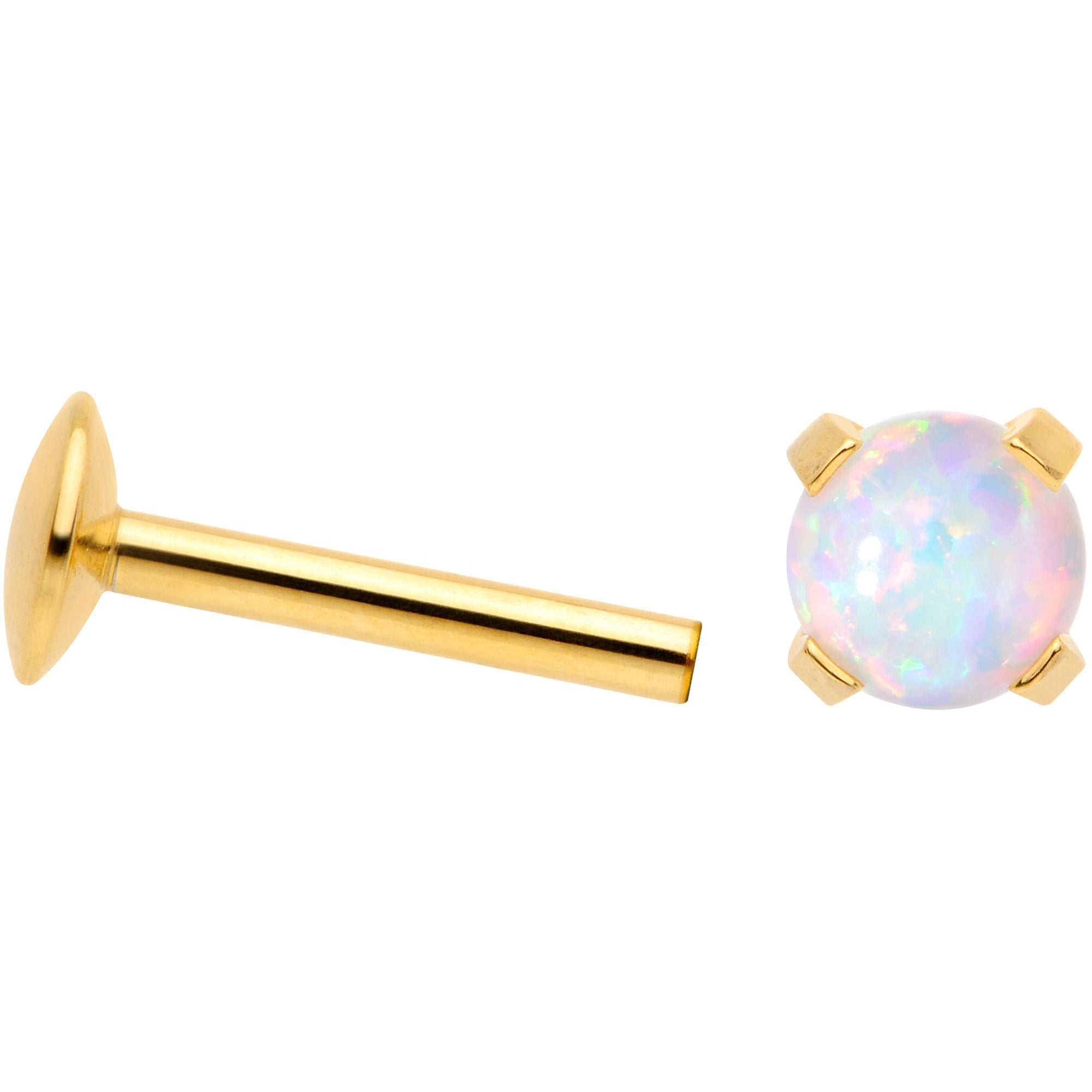 16G 5/16 4mm Syn Opal Gold G23 Titanium Internal Thread Labret