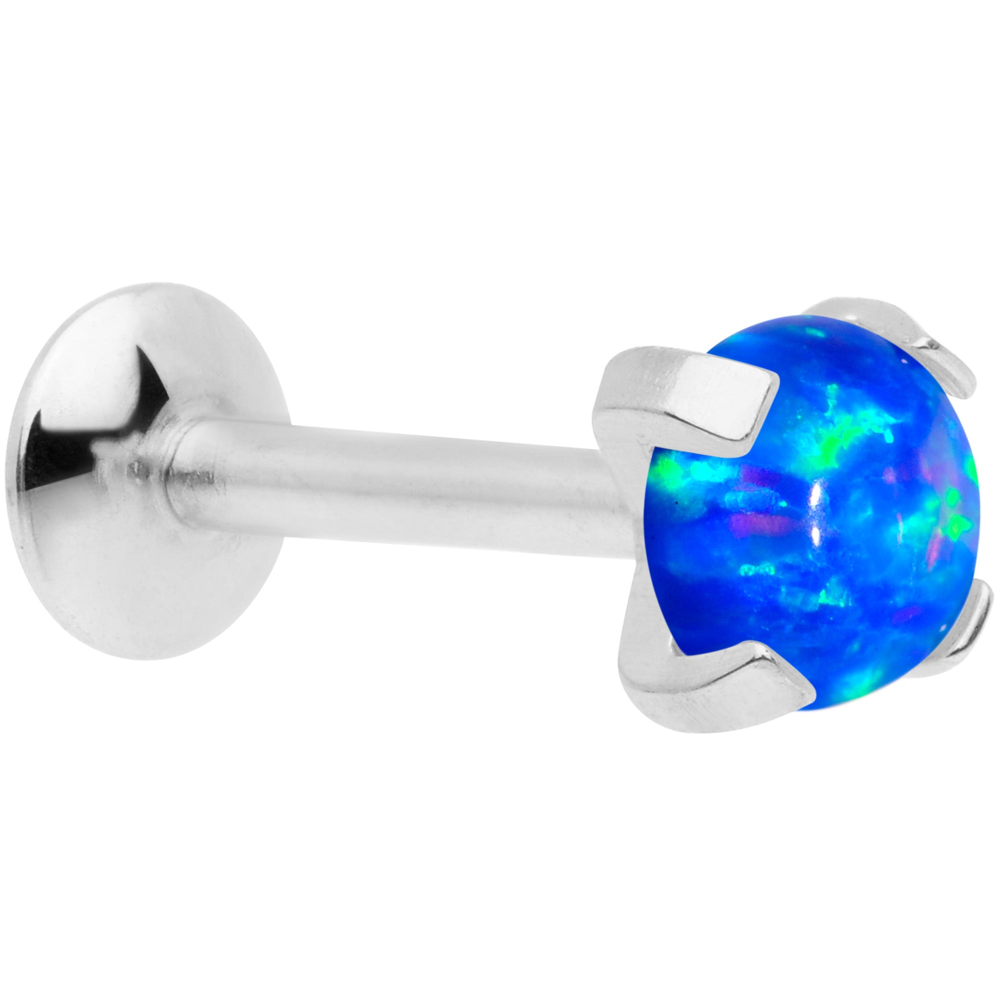 16G 5/16 4mm Blue Syn Opal G23 Titanium Internal Thread Labret