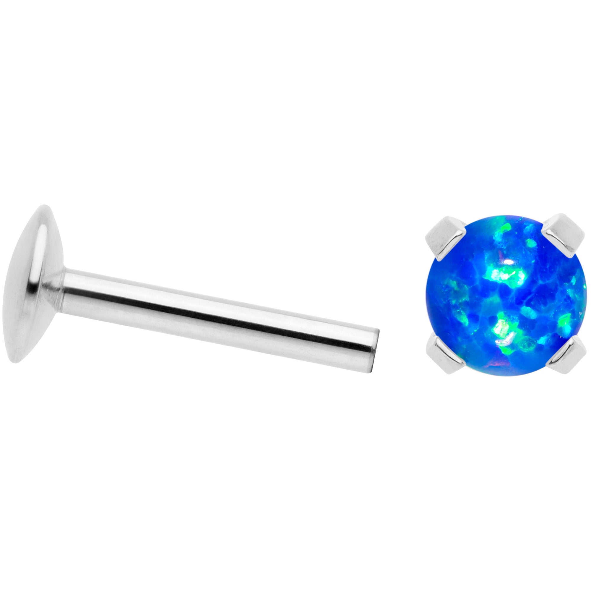 16G 5/16 4mm Blue Syn Opal G23 Titanium Internal Thread Labret