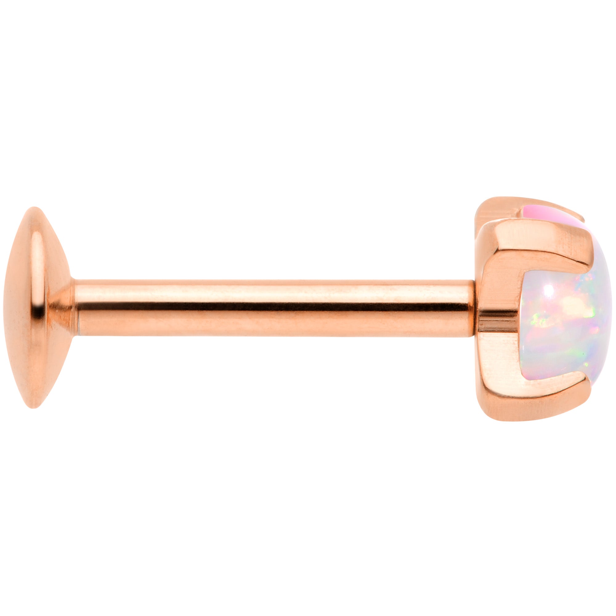 16G 5/16 4mm Syn Opal Rose Gold G23 Titanium Internal Thread Labret