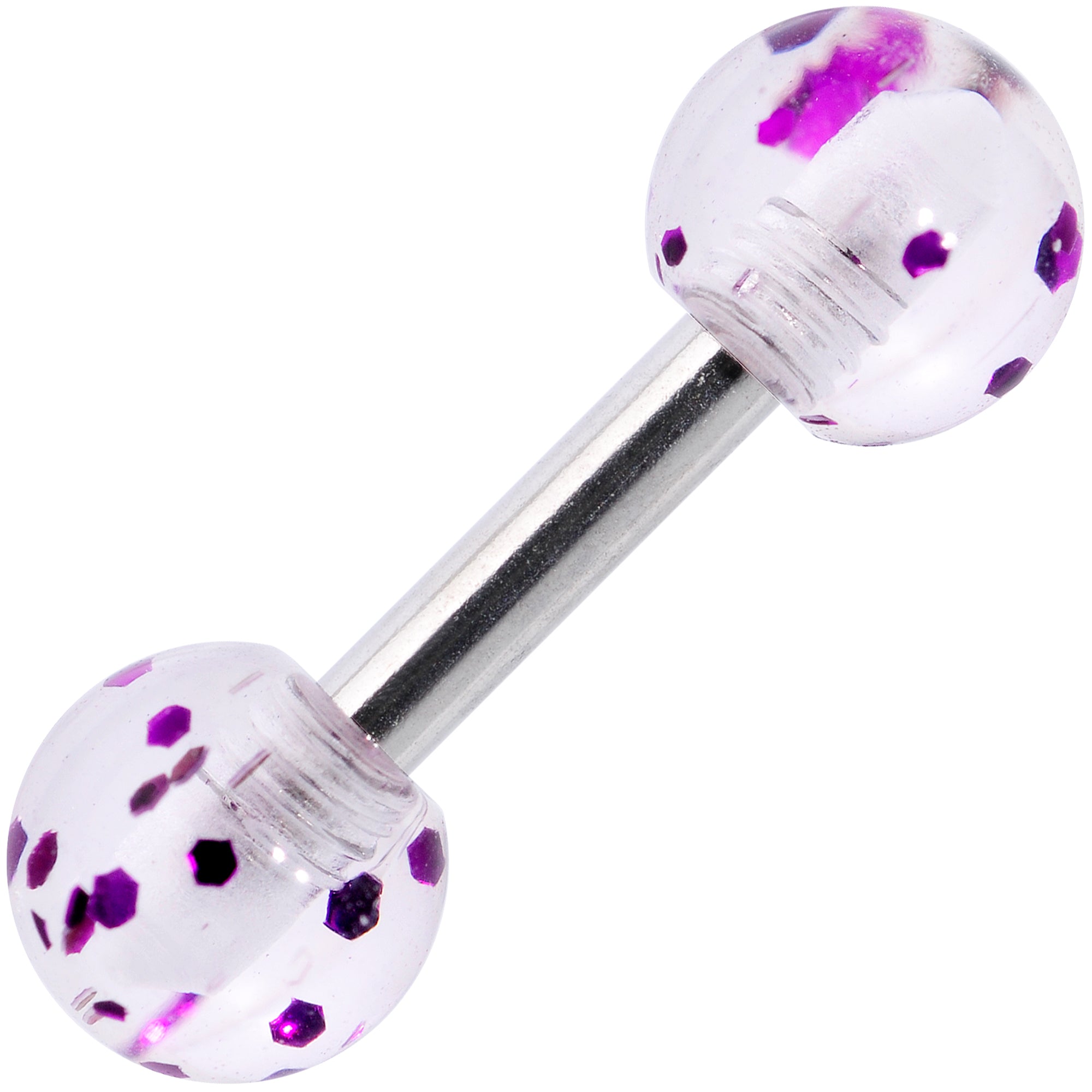 16 Gauge 1/4 Purple Splatter Straight Barbell Cartilage Tragus Earring