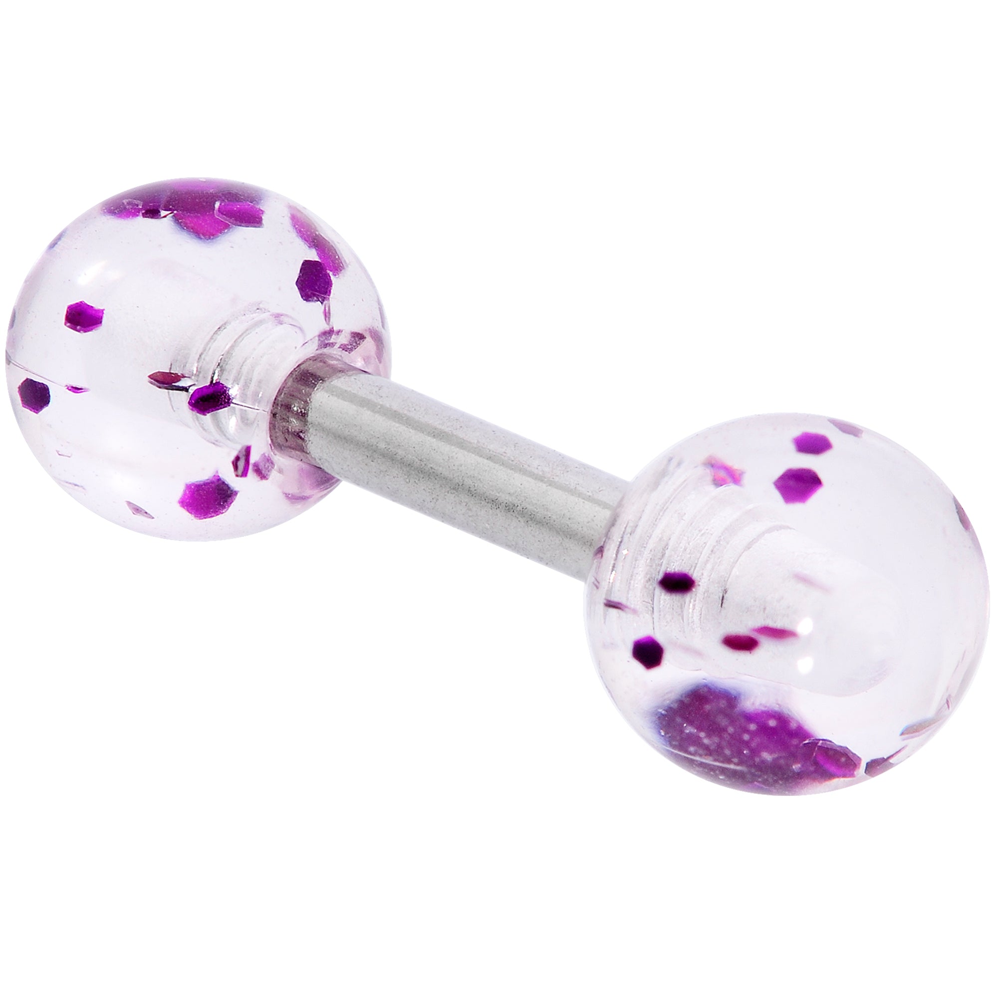 16 Gauge 1/4 Purple Splatter Straight Barbell Cartilage Tragus Earring