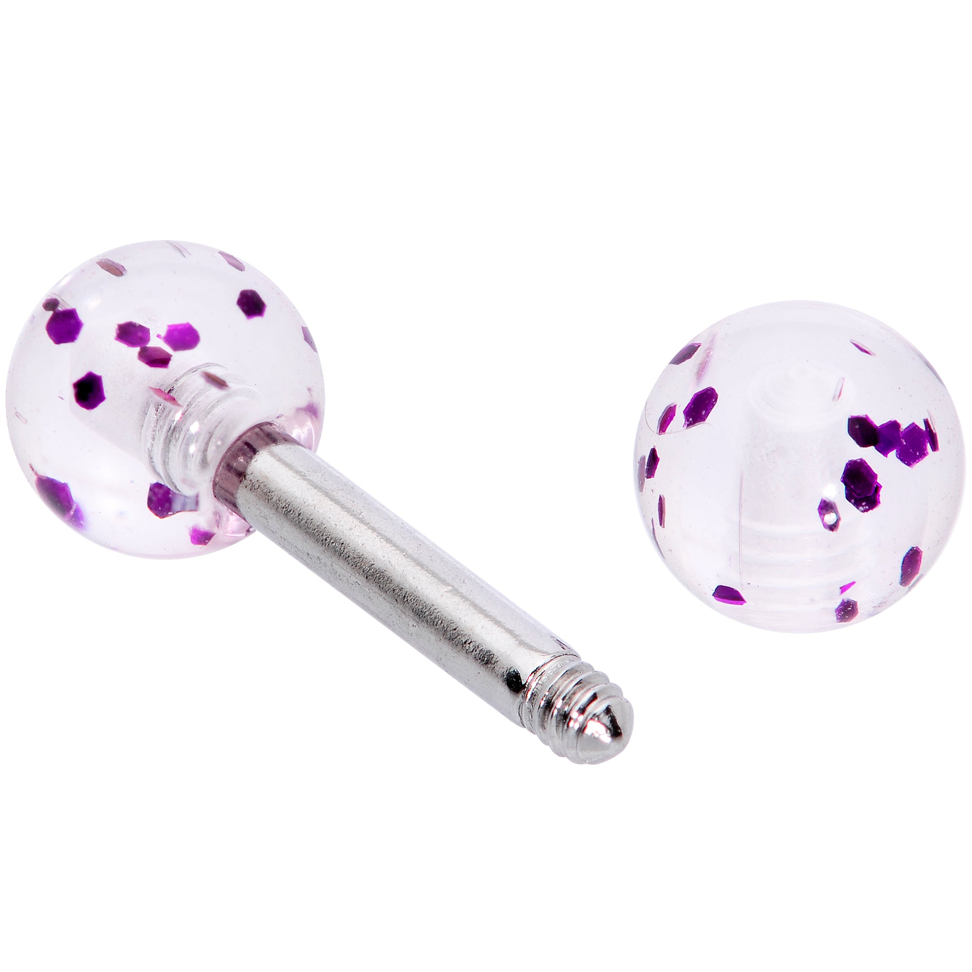 16 Gauge 1/4 Purple Splatter Straight Barbell Cartilage Tragus Earring