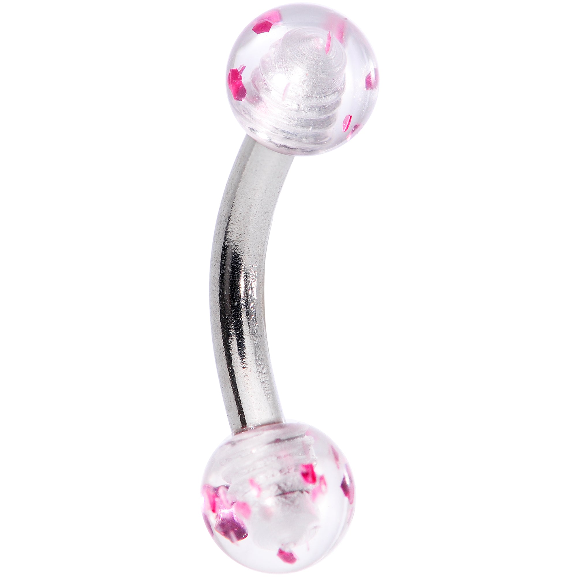 16 Gauge 1/4 Pink Splatter Curved Eyebrow Ring