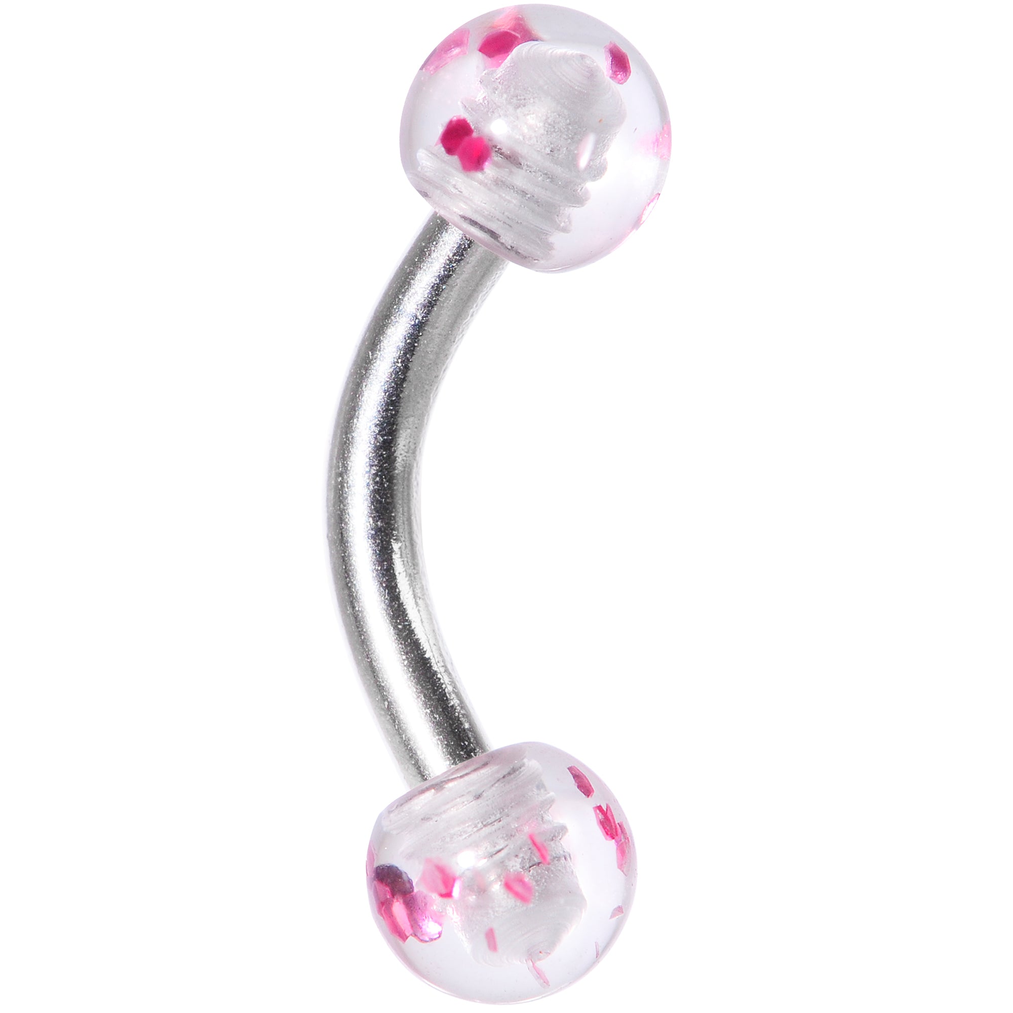 16 Gauge 1/4 Pink Splatter Curved Eyebrow Ring