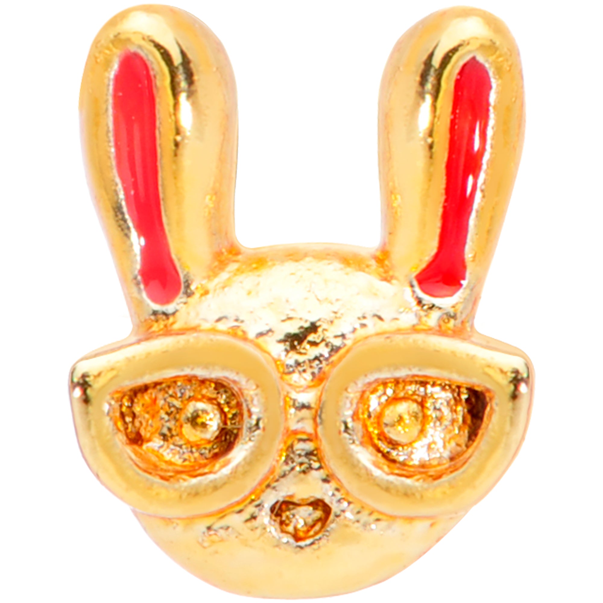 18 Gauge 5/16 Pink Gold Tone Nerdy Easter Bunny L Shaped Nose Ring