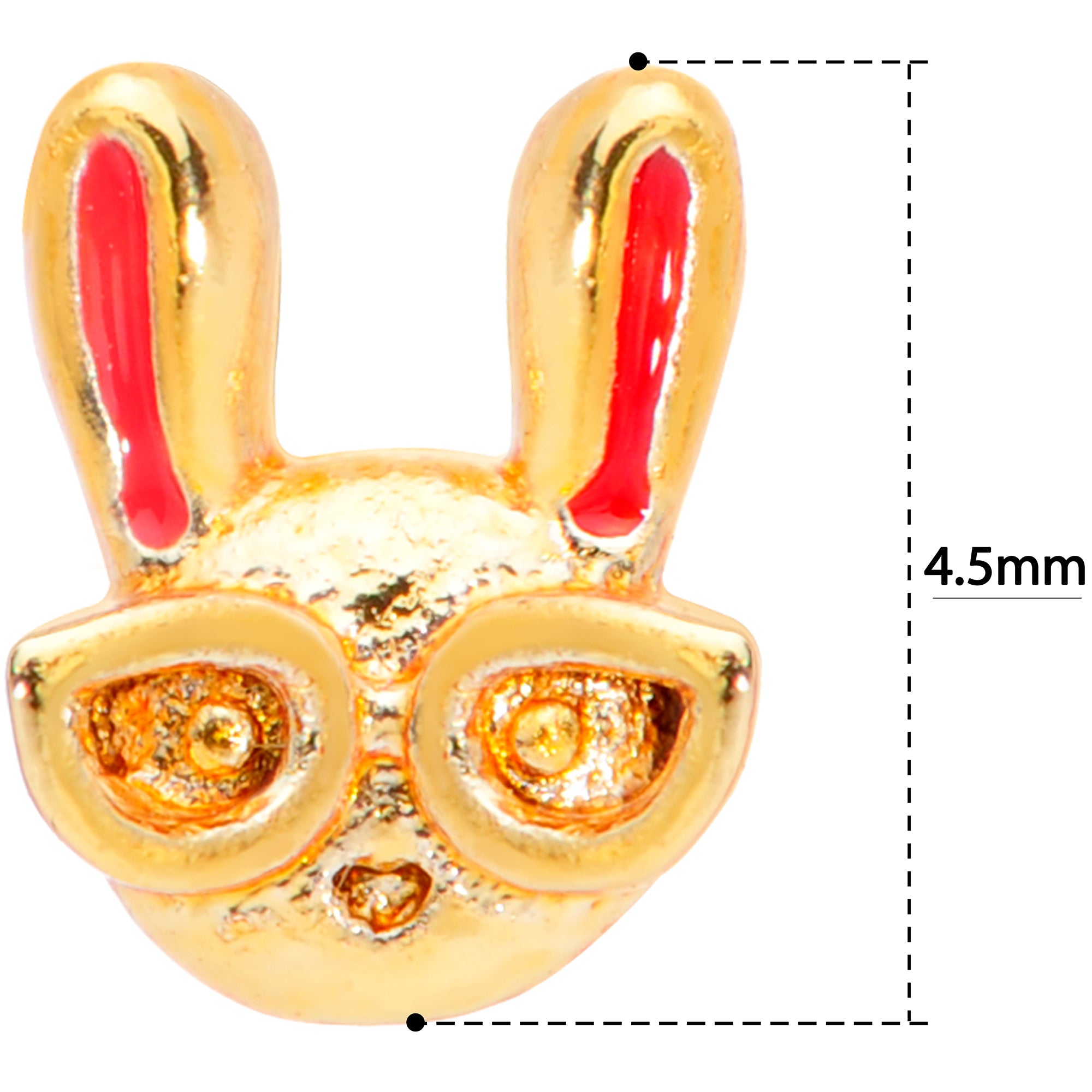 18 Gauge 5/16 Pink Gold Tone Nerdy Easter Bunny L Shaped Nose Ring