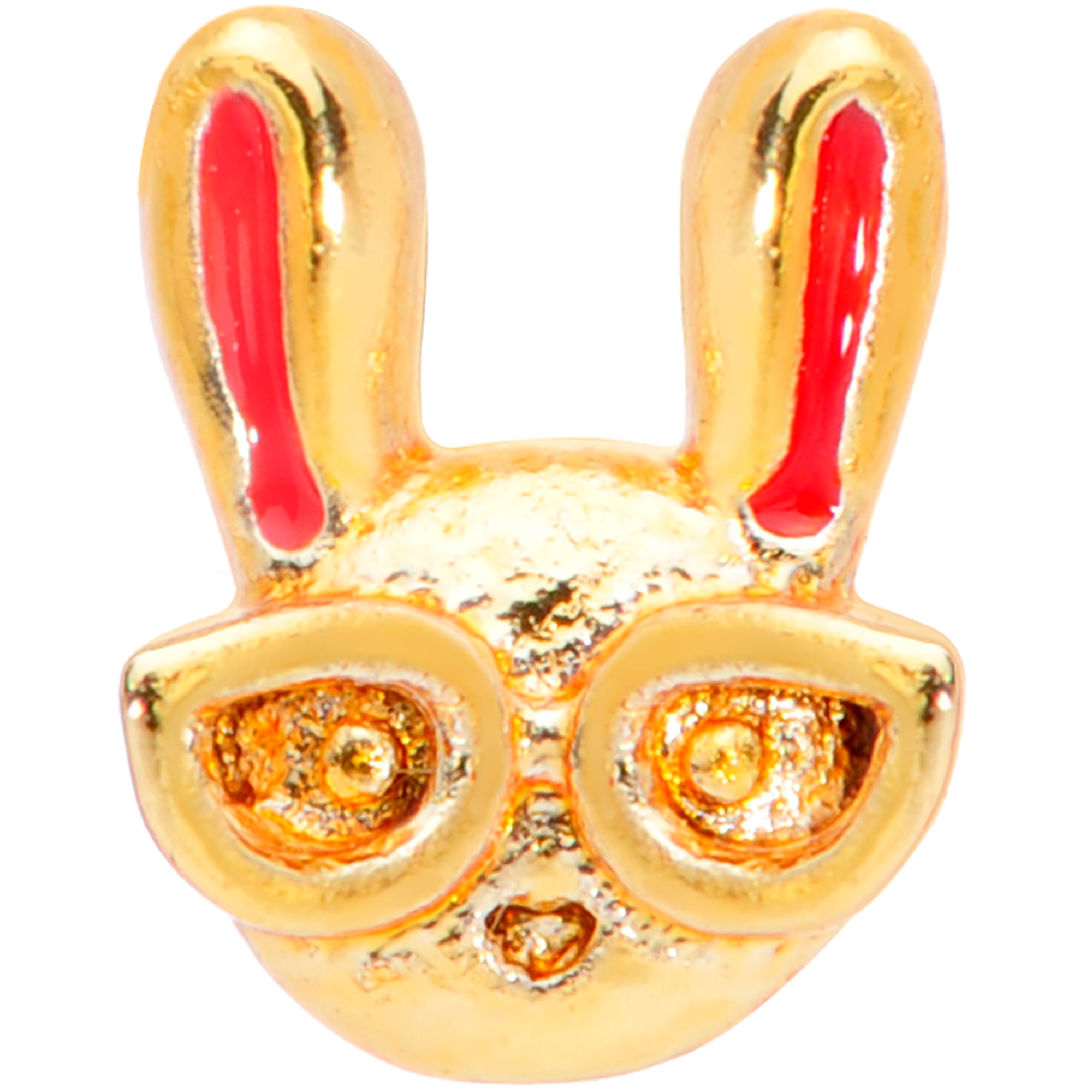 22 Gauge 5/16 Pink Gold Tone Nerdy Easter Bunny L Shaped Nose Ring