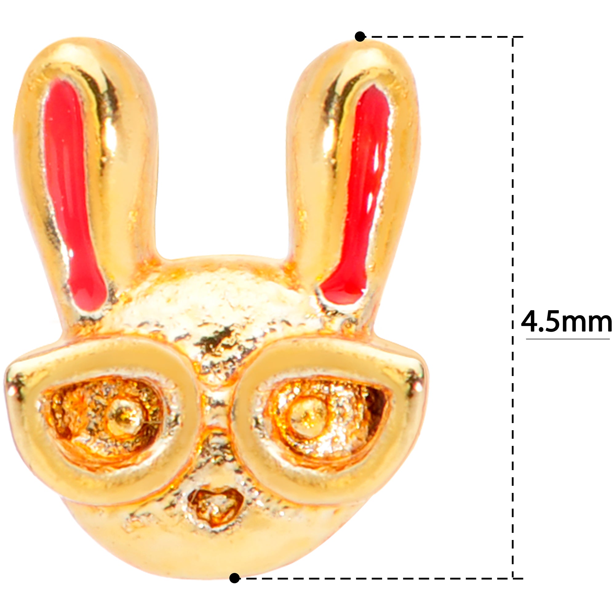 22 Gauge 5/16 Pink Gold Tone Nerdy Easter Bunny L Shaped Nose Ring