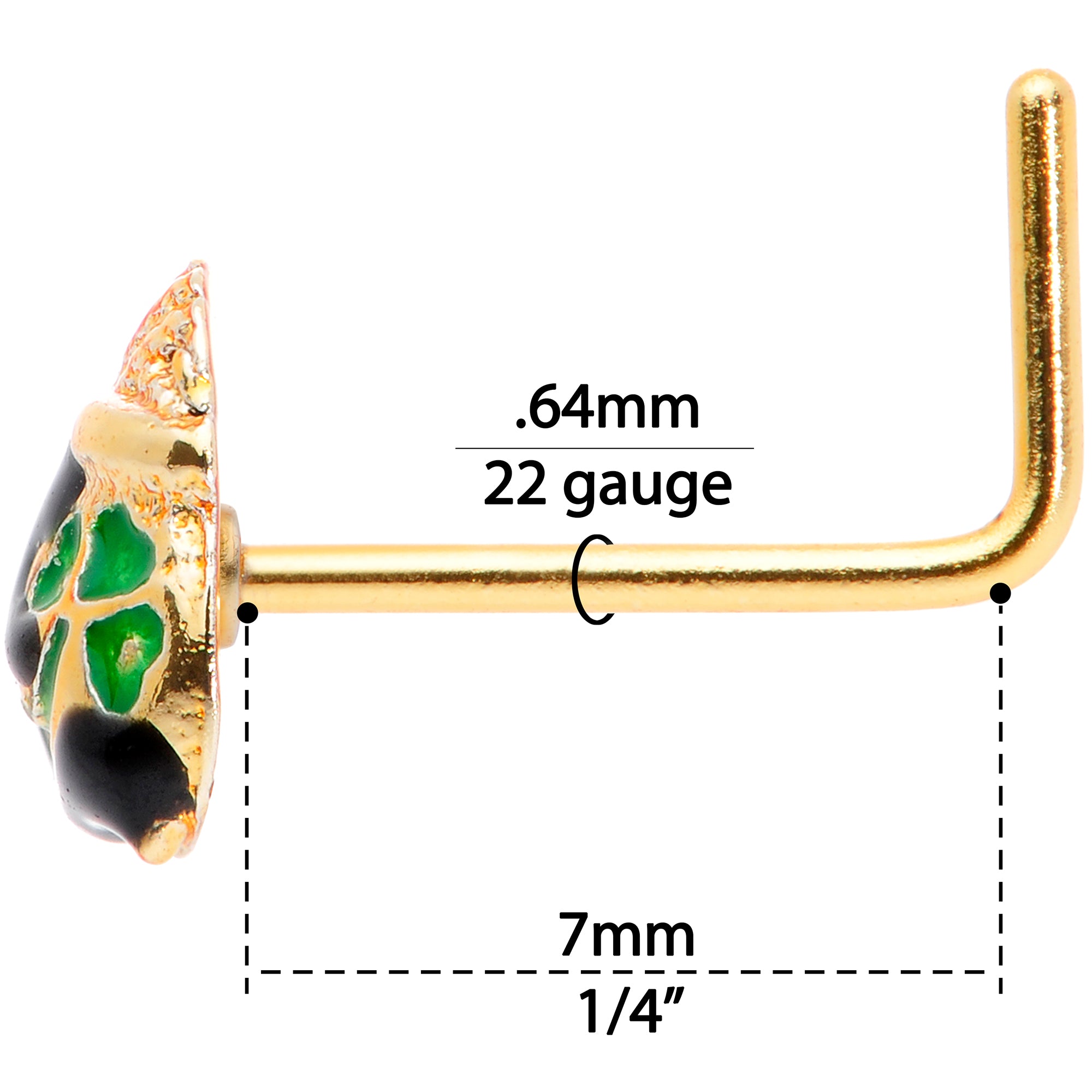 22 Gauge 5/16 Gold Tone St Patricks Day Pot O Gold L Shaped Nose Ring