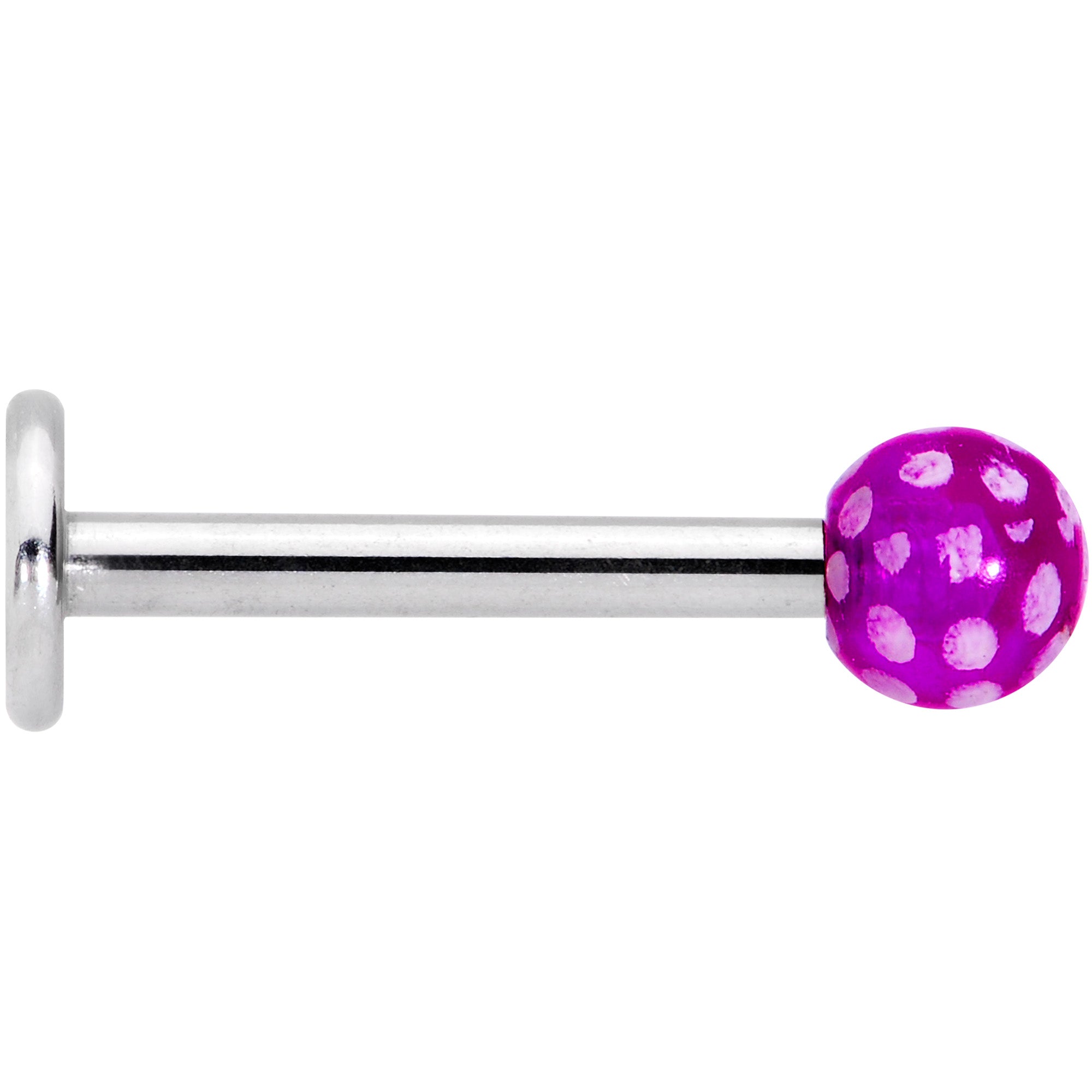 16 Gauge 1/4 Purple Polka Dot UV Reactive Acrylic Ball Labret Tragus