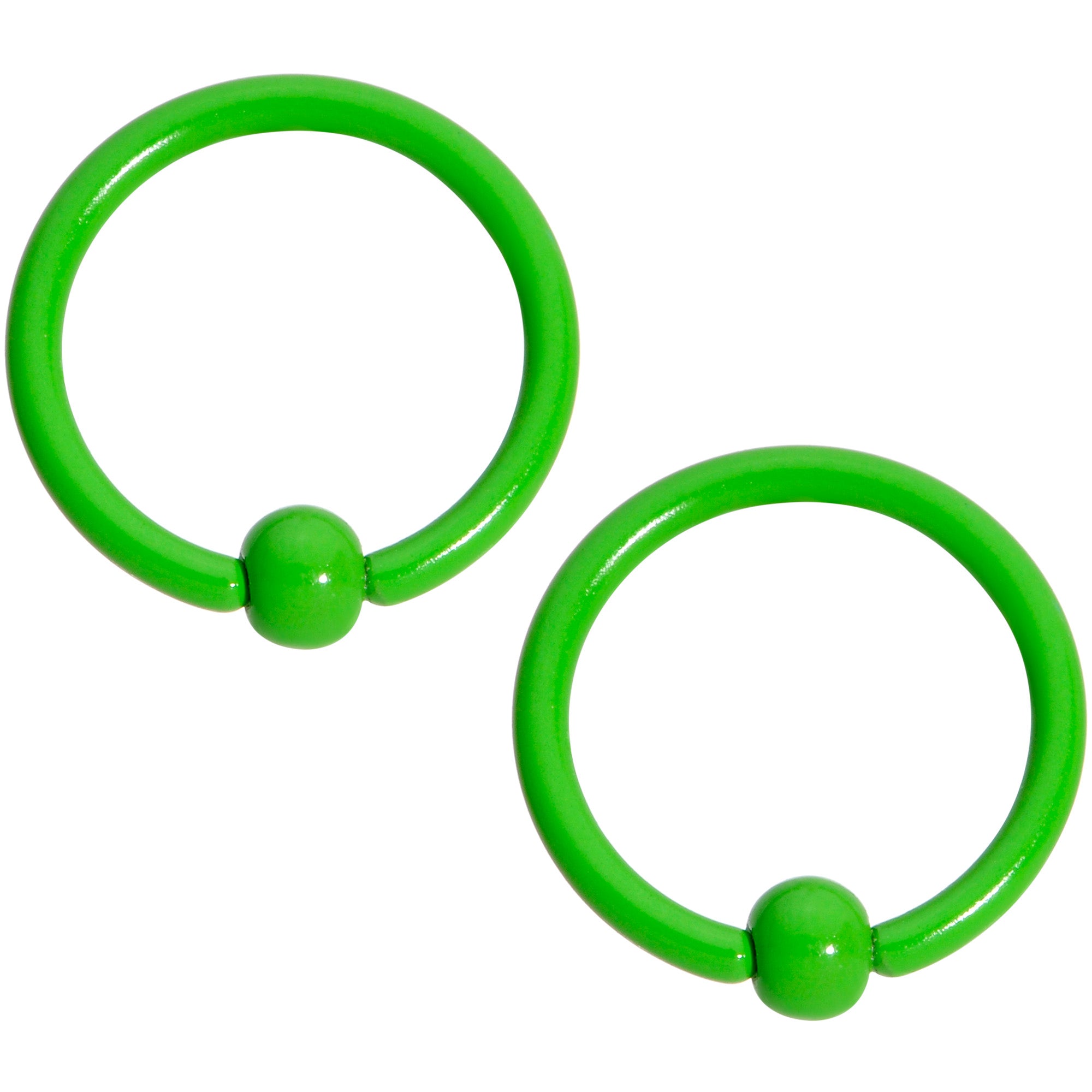 16 Gauge 3/8 Green Glow in the Dark BCR Captive Ring Set