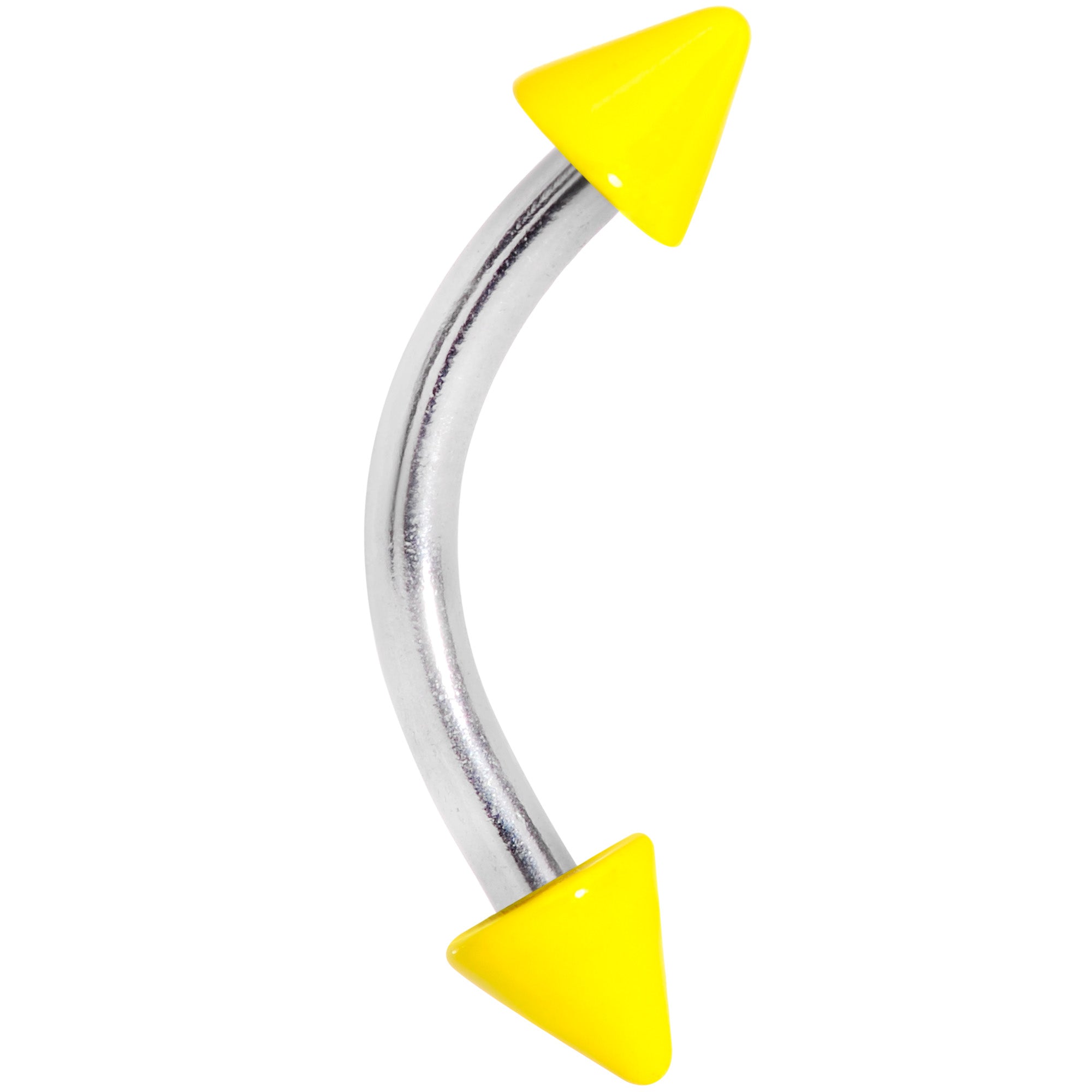 16 Gauge 5/16 Yellow Glow in the Dark Cone End Curved Eyebrow Ring